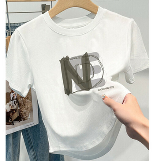 Hot selling right shoulder short-sleeved T-shirt [White] [S-XL size] (please contact customer service to confirm the delivery size after placing the order)