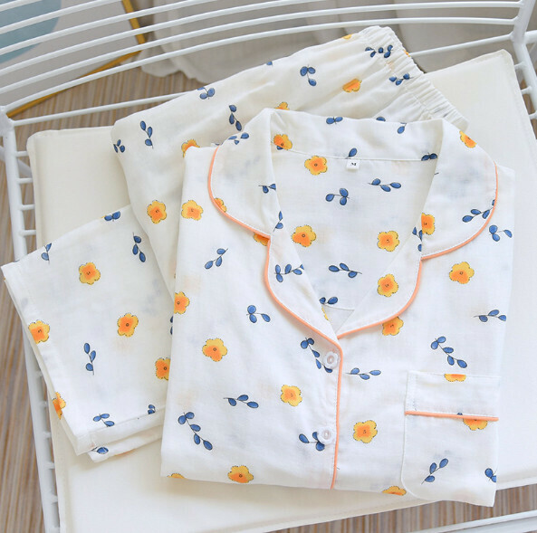 Long-sleeved cotton gauze pajamas (ZHY garden flowers) [M-XL size] [Contact customer service to confirm the shipping size after placing an order]