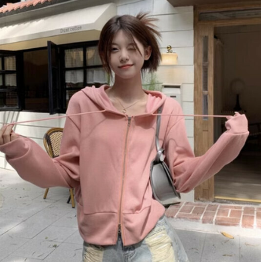 熱賣韓版連帽女衛衣（粉色均碼）#