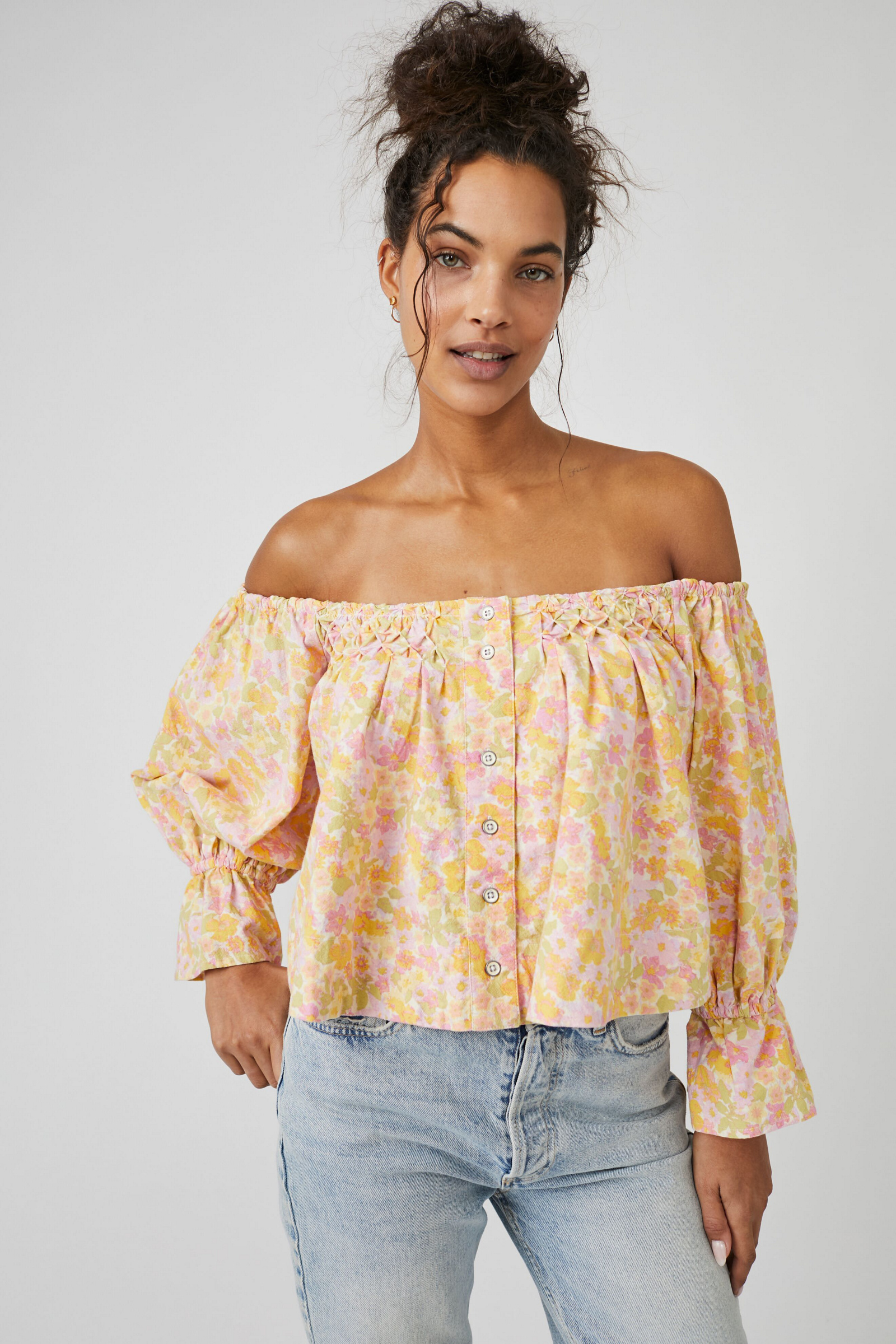 James Smock一字領碎花上衣