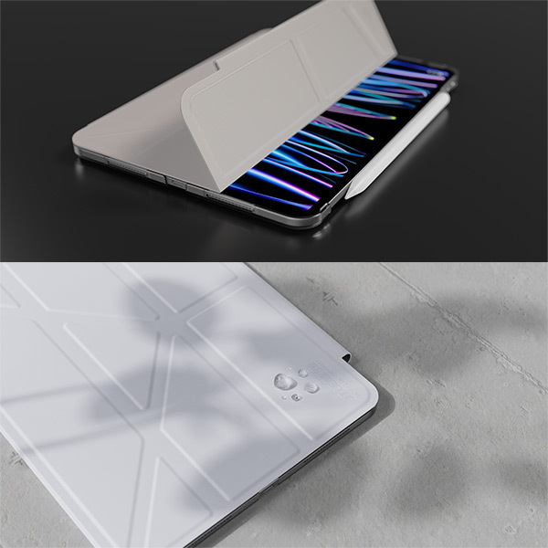 JTLEGEND Ness Pro 多角度含磁扣 iPad Pro 11 吋 (第 5 代，2024，M4) 折疊防撥水布紋保護殼, 奶茶色