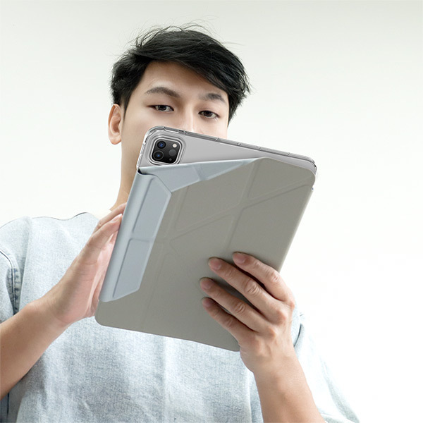JTLEGEND Ness Pro 多角度含磁扣 iPad Pro 13 吋 (第 7 代，2024，M4) 折疊防撥水布紋保護殼, 冰藍