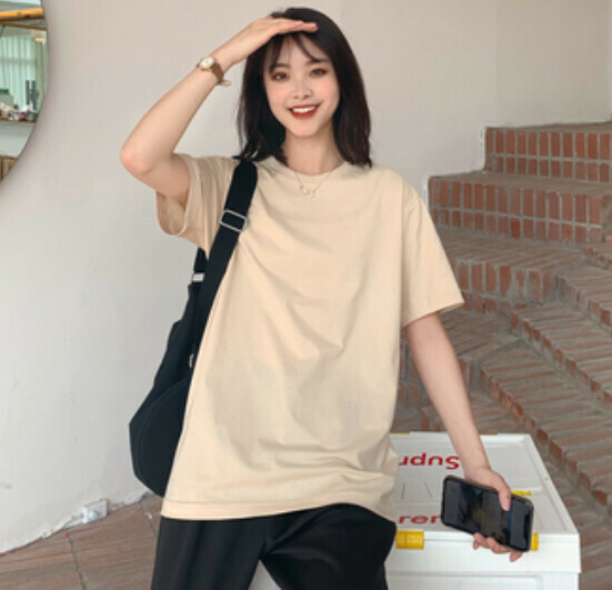 Short-sleeved solid color T-shirt (sand color S-4XL contact customer service to confirm the shipping size after placing an order) #F337001061