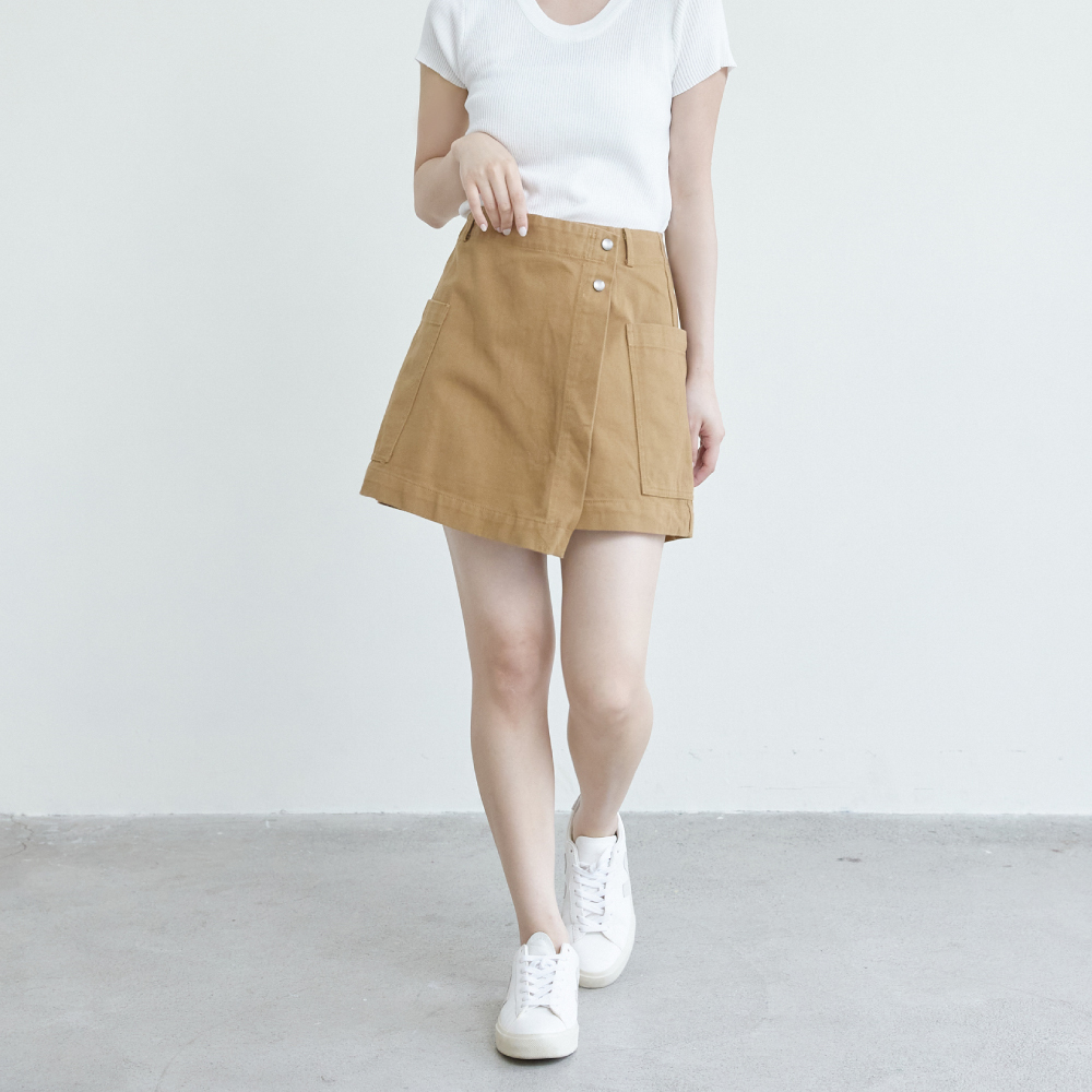 SALE800 斜邊不對稱設計工裝褲