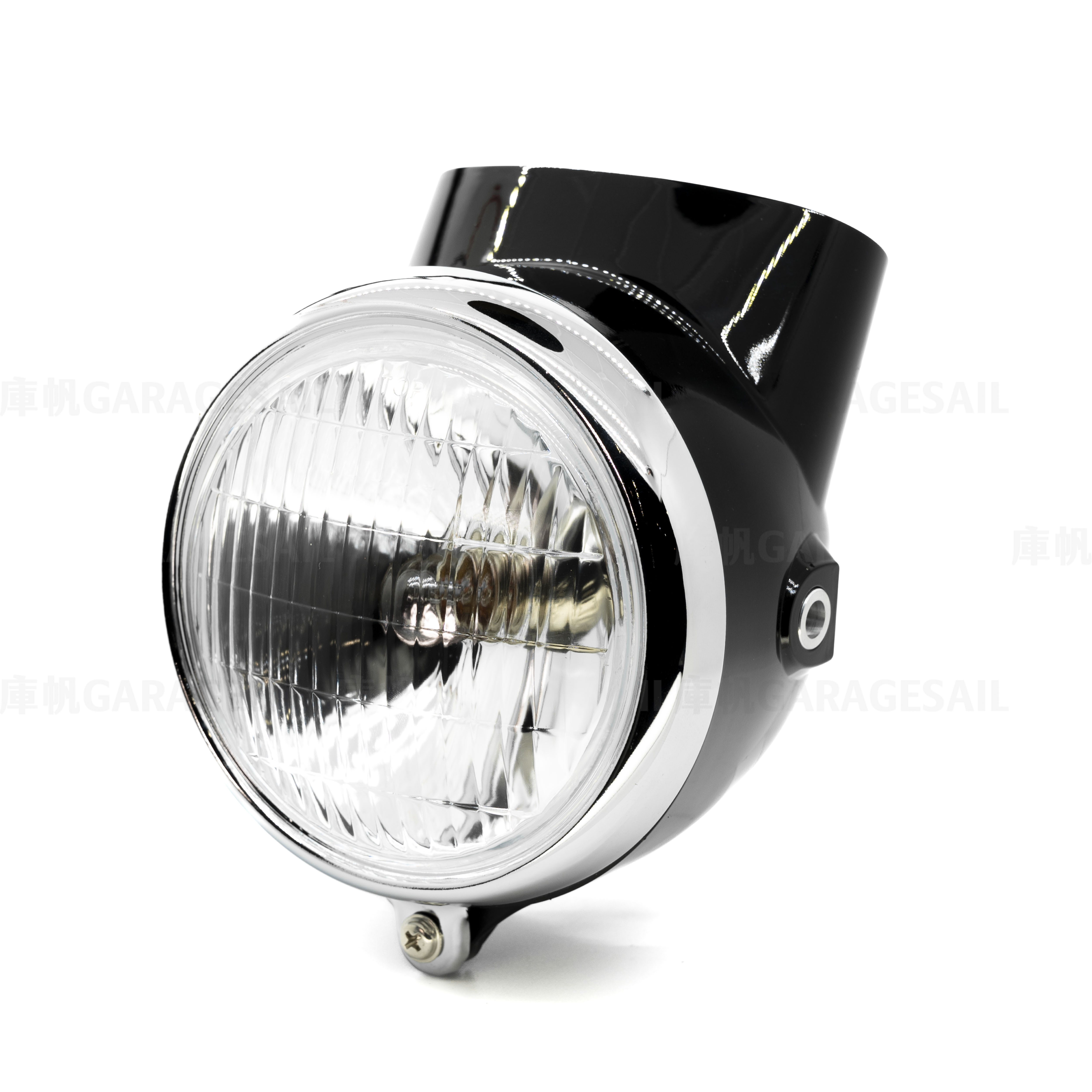 4吋圓 吊耳式 大燈 黑銀 (Honda Monkey Z50復刻款)