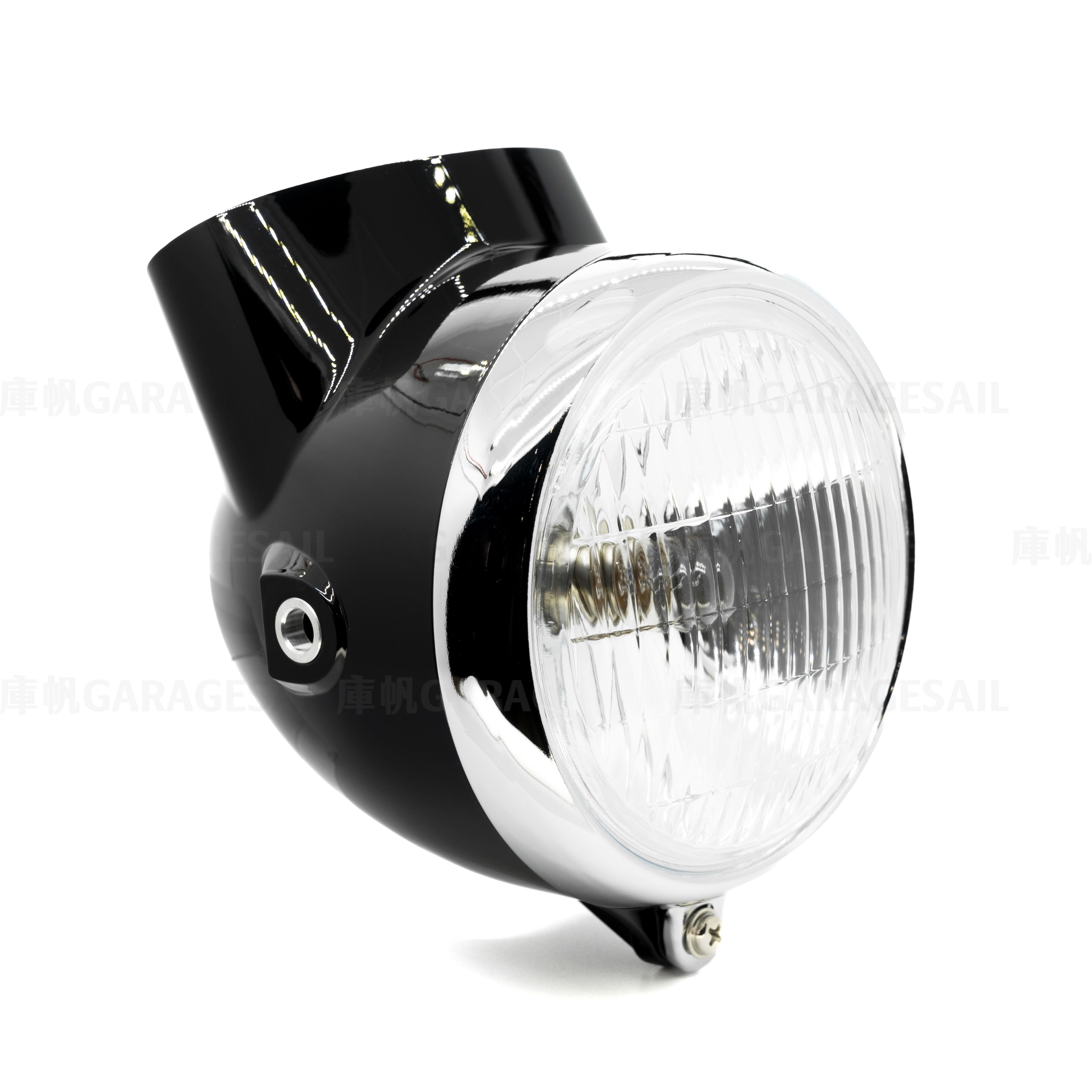 4吋圓 吊耳式 大燈 黑銀 (Honda Monkey Z50復刻款)