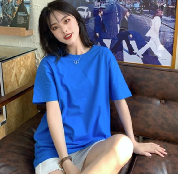 Short-sleeved solid color T-shirt (royal blue S-4XL contact customer service to confirm the shipping size after placing an order) #F337001063
