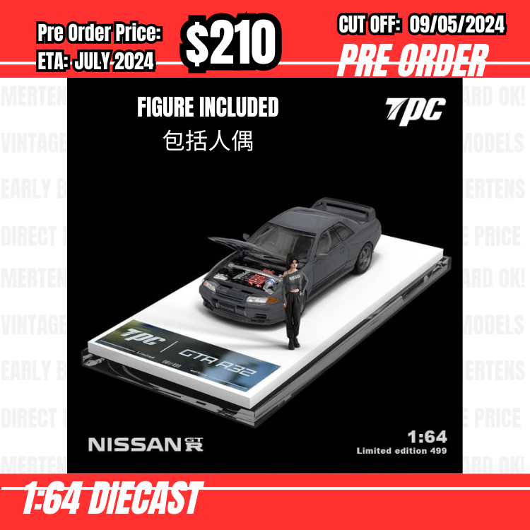 PO-$210 * Time Micro * 1:64 Nissan Skyline GTR R32 Grey w/figure [OD07/05]