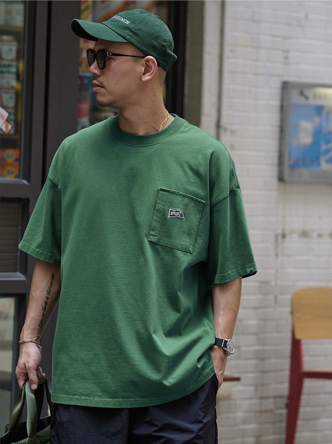 #預購  Broshood Bros AFFD 日系蠟染 口袋刺繡短T 三色