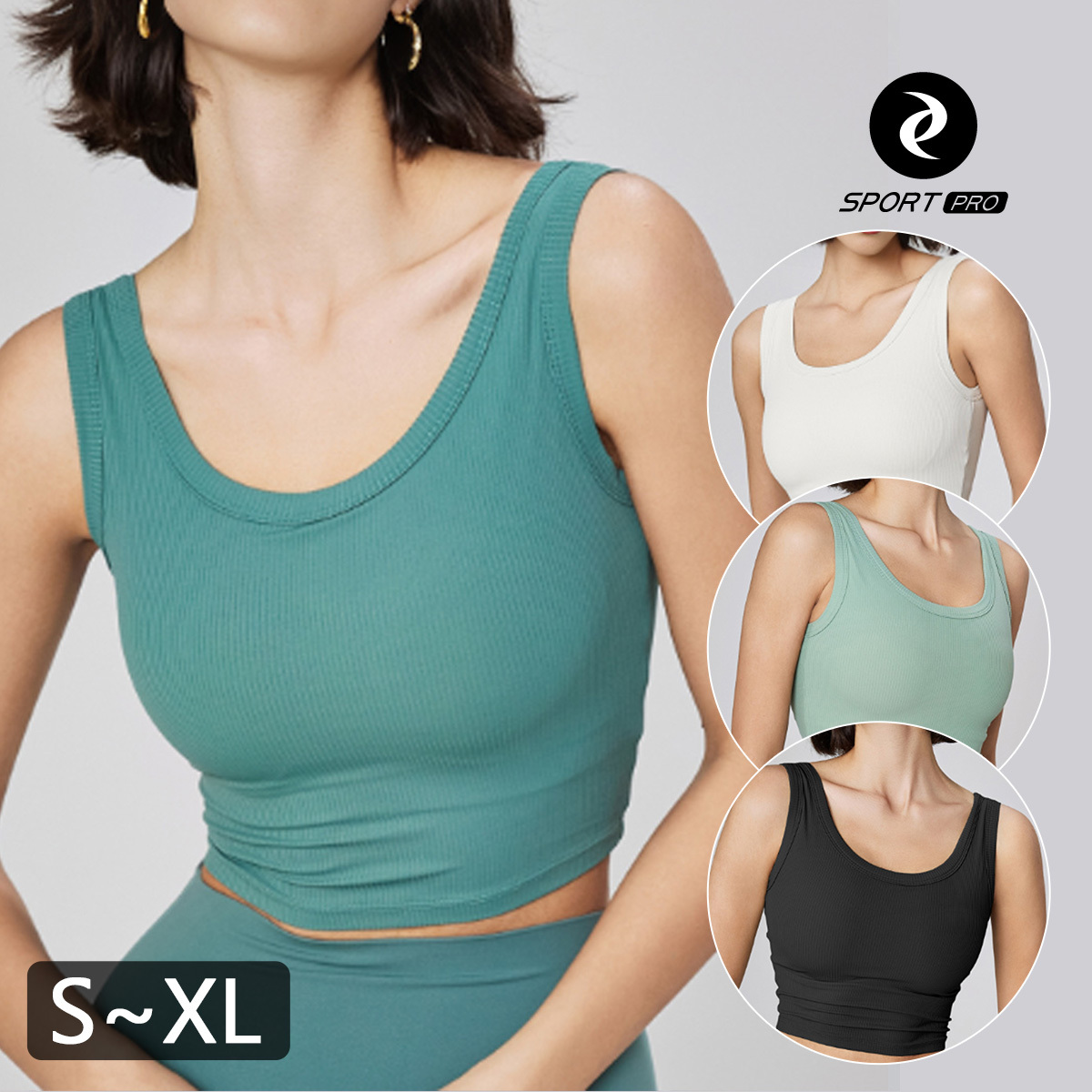 薄羅紋含罩杯瑜珈/運動/機能背心【半固定罩杯】