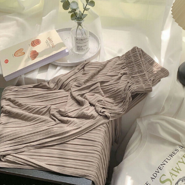 Thin cupro casual loose pleated straight-leg wide-leg pants [light coffee] [M-L size] [contact customer service to confirm size after placing an order] #F078030087