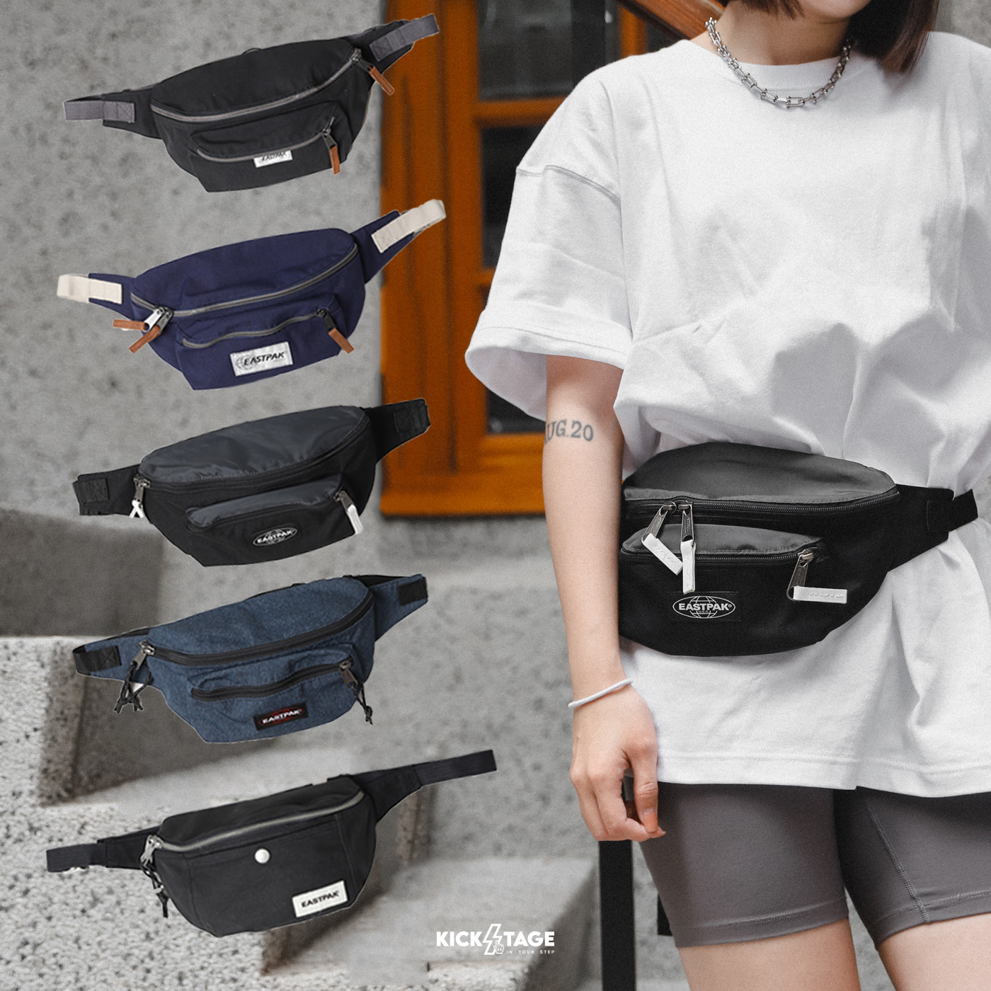 EASTPAK SHOULDER FANNY PACK 五色 3L 輕巧 雙夾層 斜背包 腰包【4761】【4