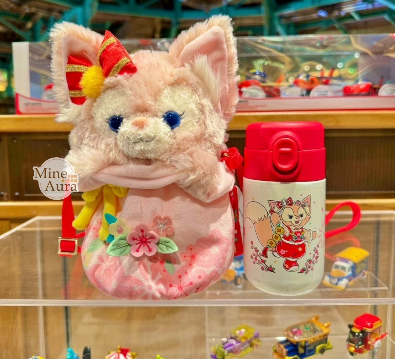(限時特價) 2024 新春限定 玲娜貝兒 Lina bell 保溫瓶 水杯 +絨毛大頭造型杯套 -上海迪士尼樂園