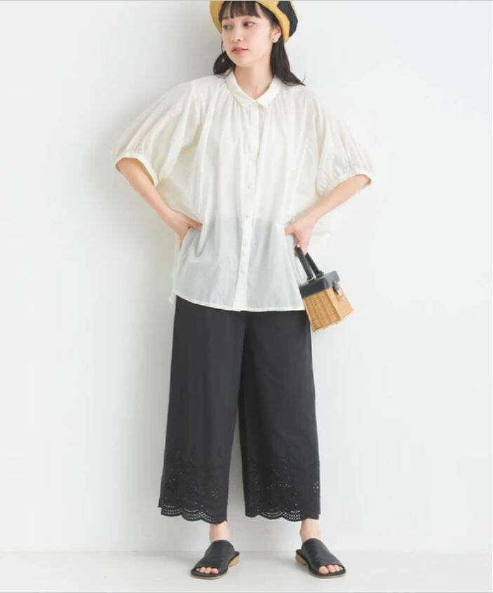 {Special Price} 刺繡扇形蕾絲七分褲子 (三色入) 【日本直送】