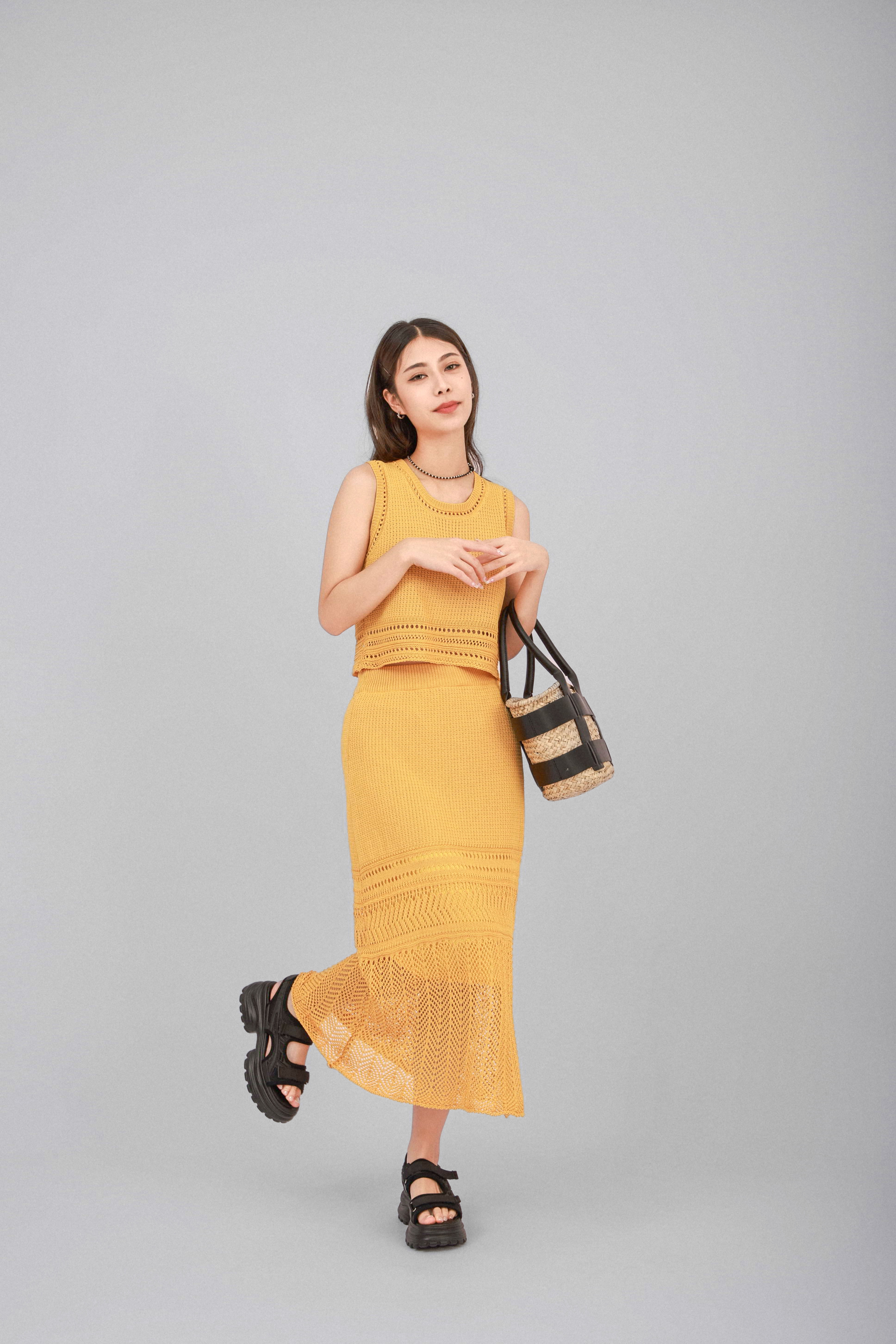 針織背心+小魚尾裙套裝 (現貨款式）