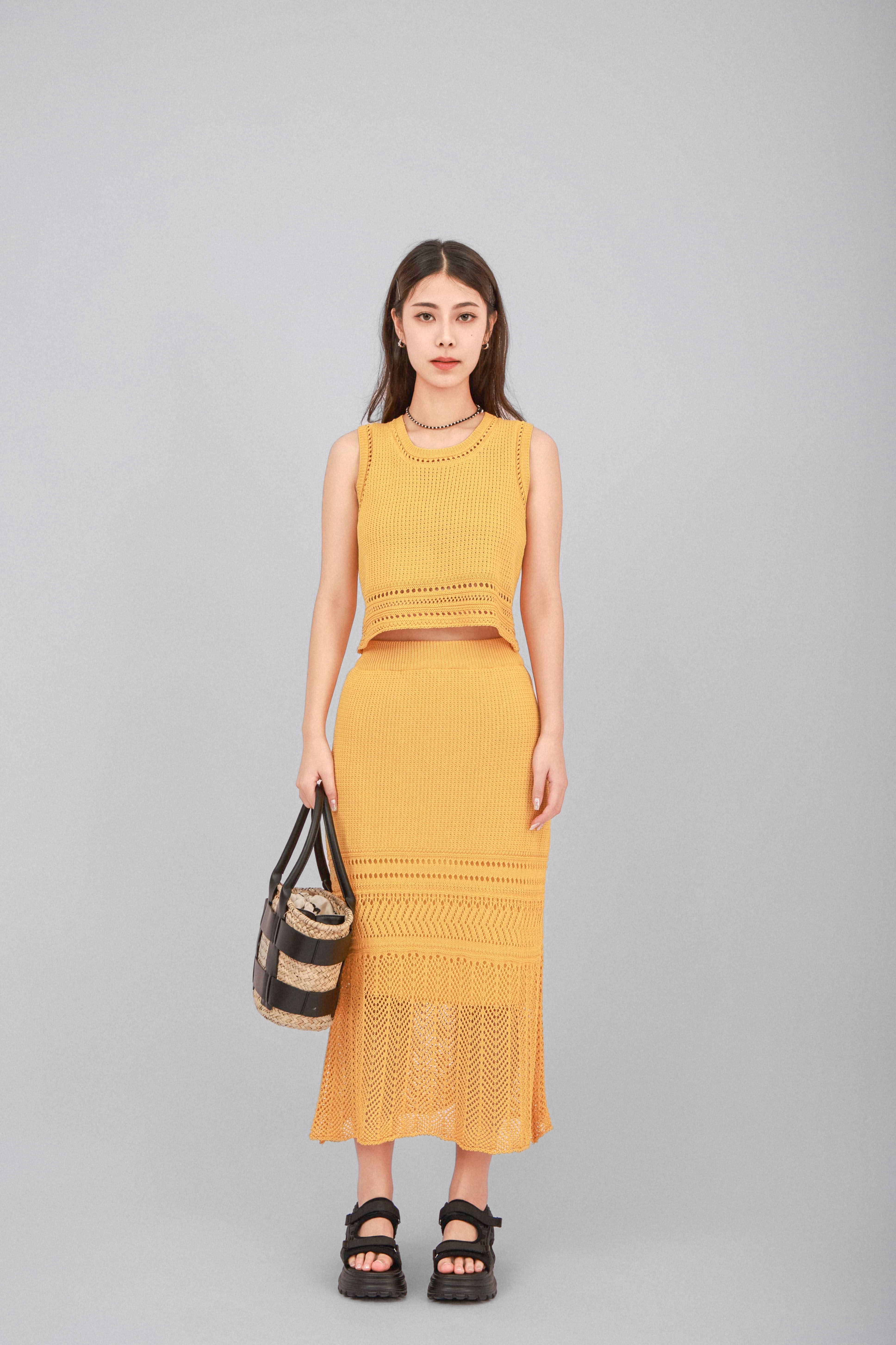 針織背心+小魚尾裙套裝 (現貨款式）