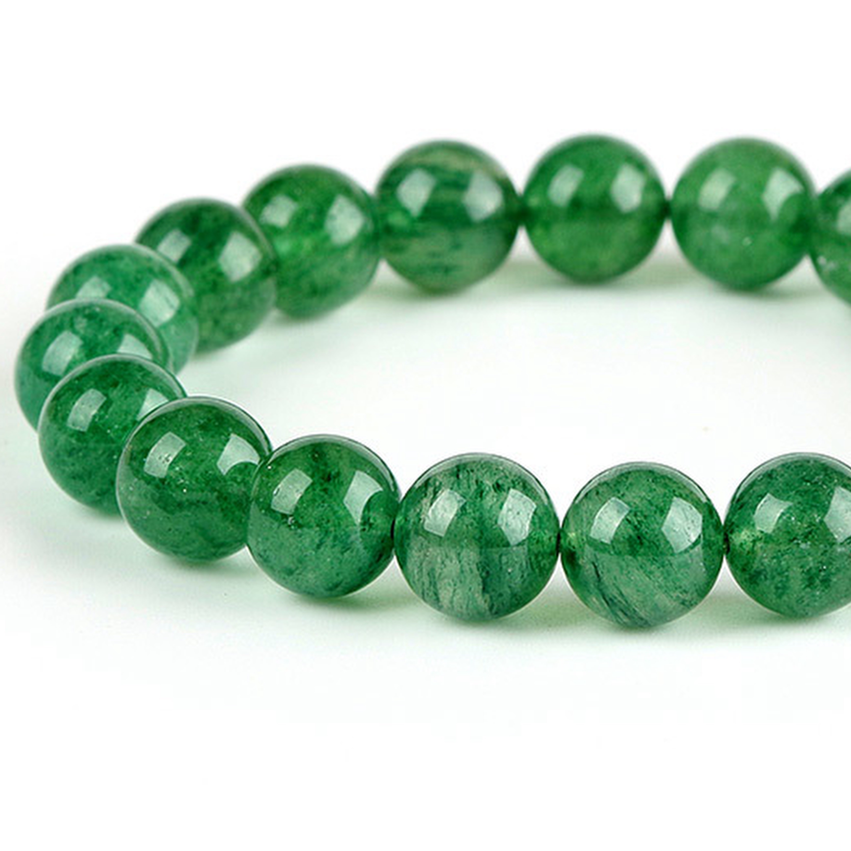 【藏寶】天然綠色經典款草莓晶水晶手鍊/水晶手串