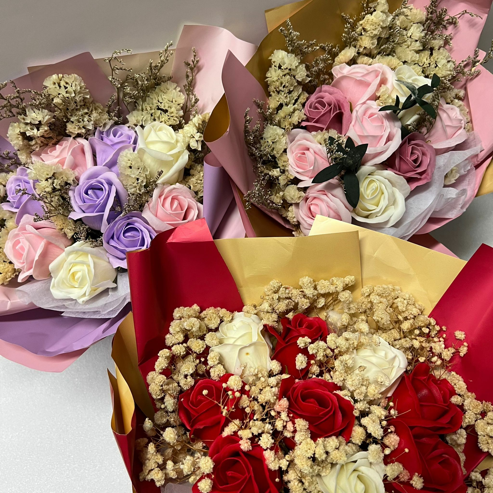 【旺角門市現貨即取價 $98】 母親節優惠精選花束💐 精選天然永生花+手工香皂花 (標準花束Size)