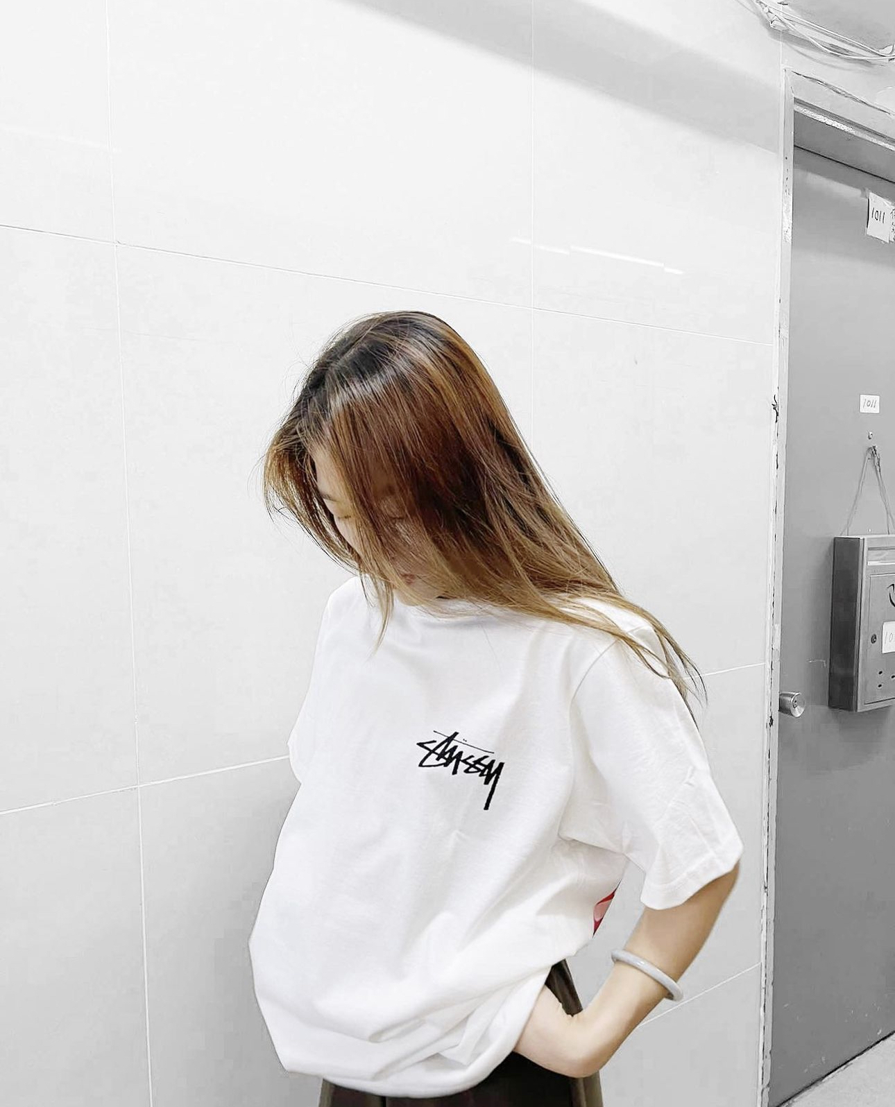 Stüssy Melted Logo Tee - WHITE