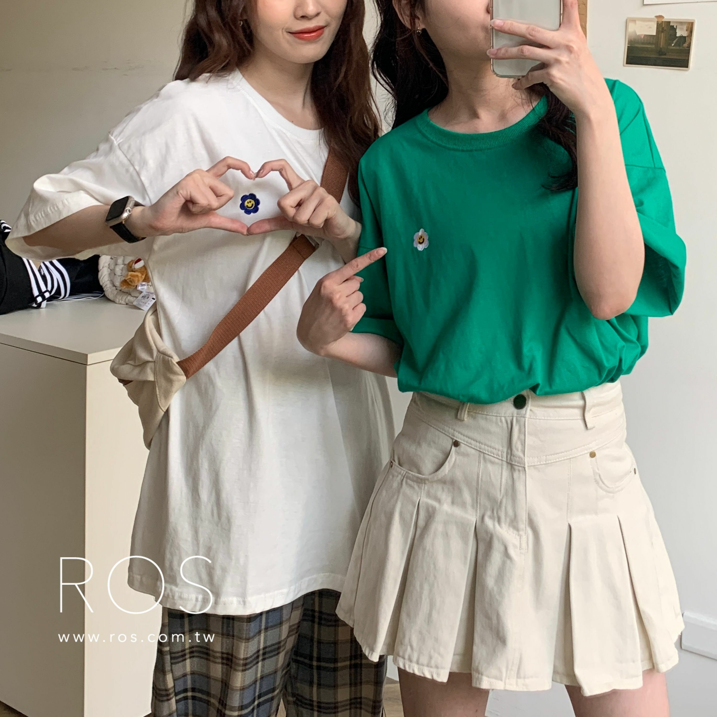 微笑小花刺繡短T (4colors)