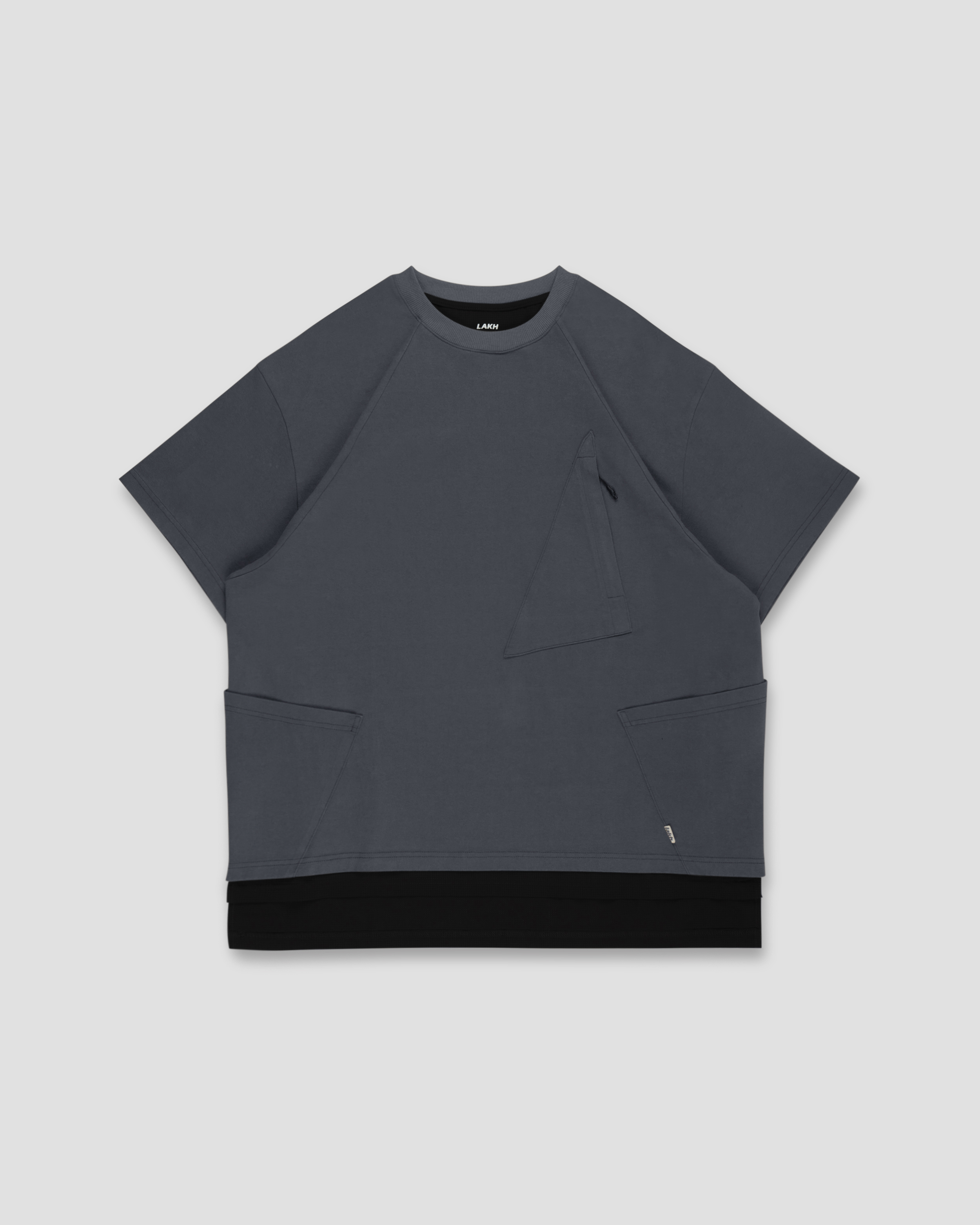 LAKH Tri-Pocket Layer Tee Black　