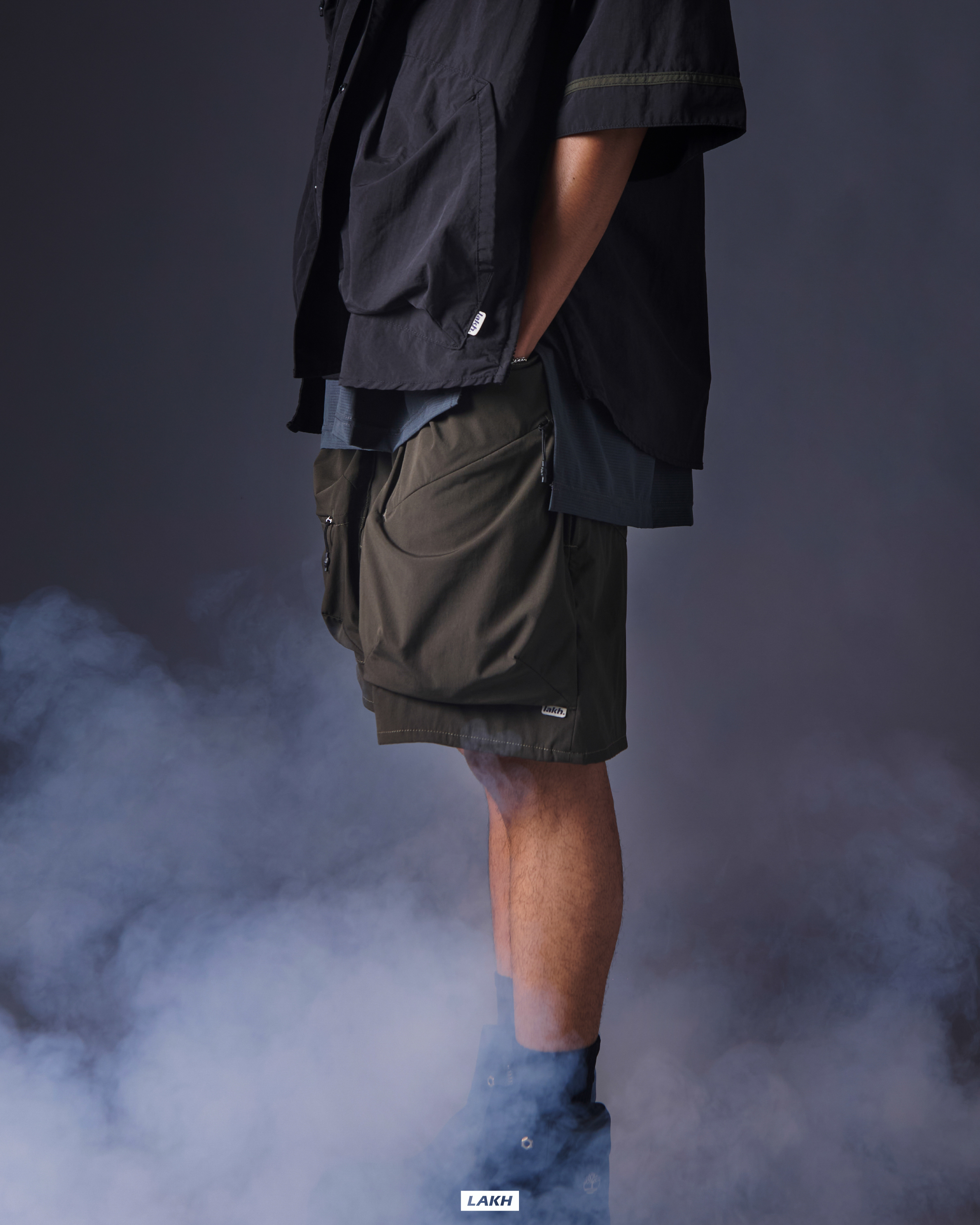 LAKH Trapezoid Pockets Utility Shorts