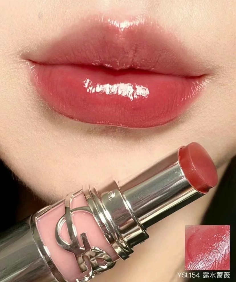 口紅 Lchan YSL 聖羅蘭銀管海外限定粉管口紅潤唇膏