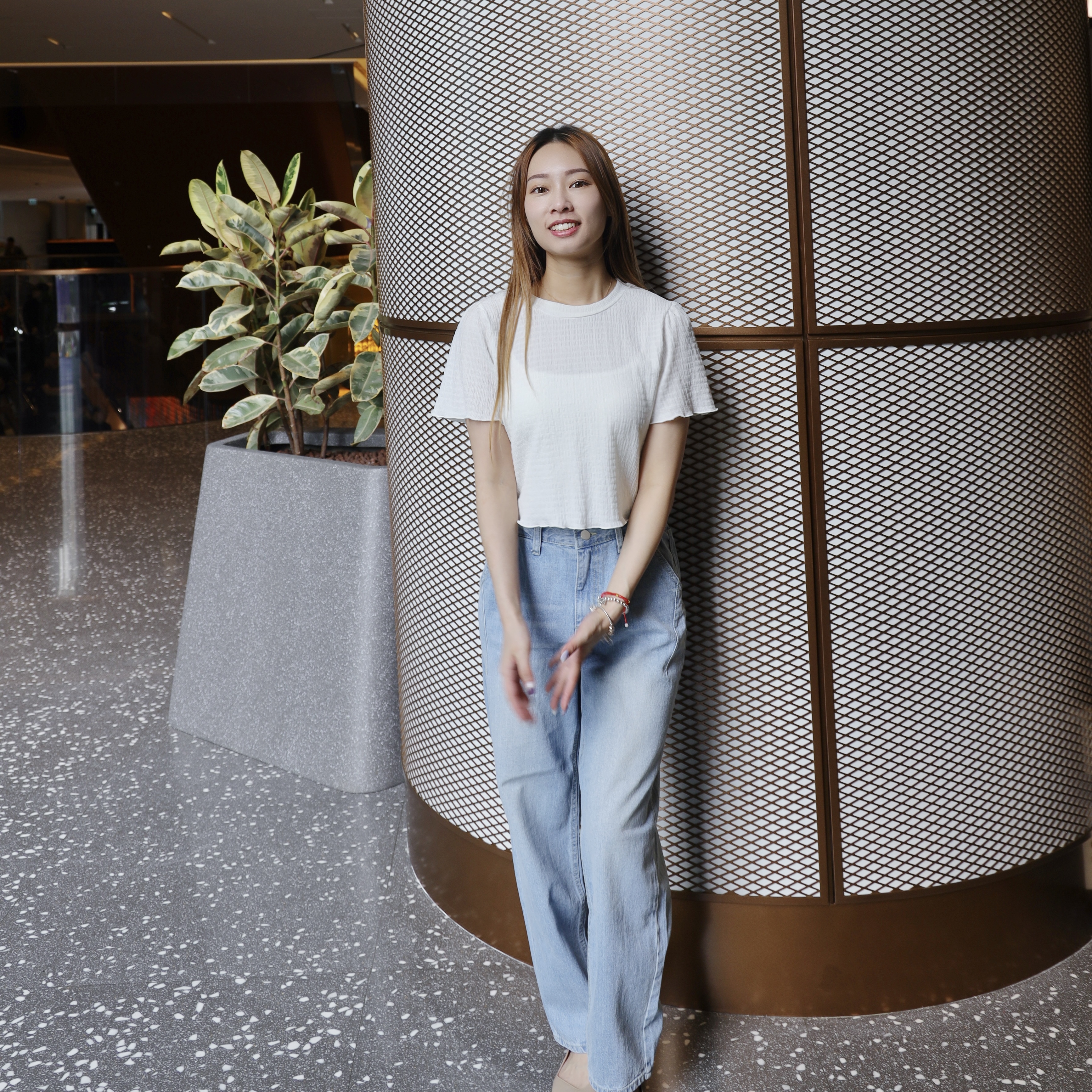 ||PA71|| 橡筋腰漸變層闊直牛仔褲