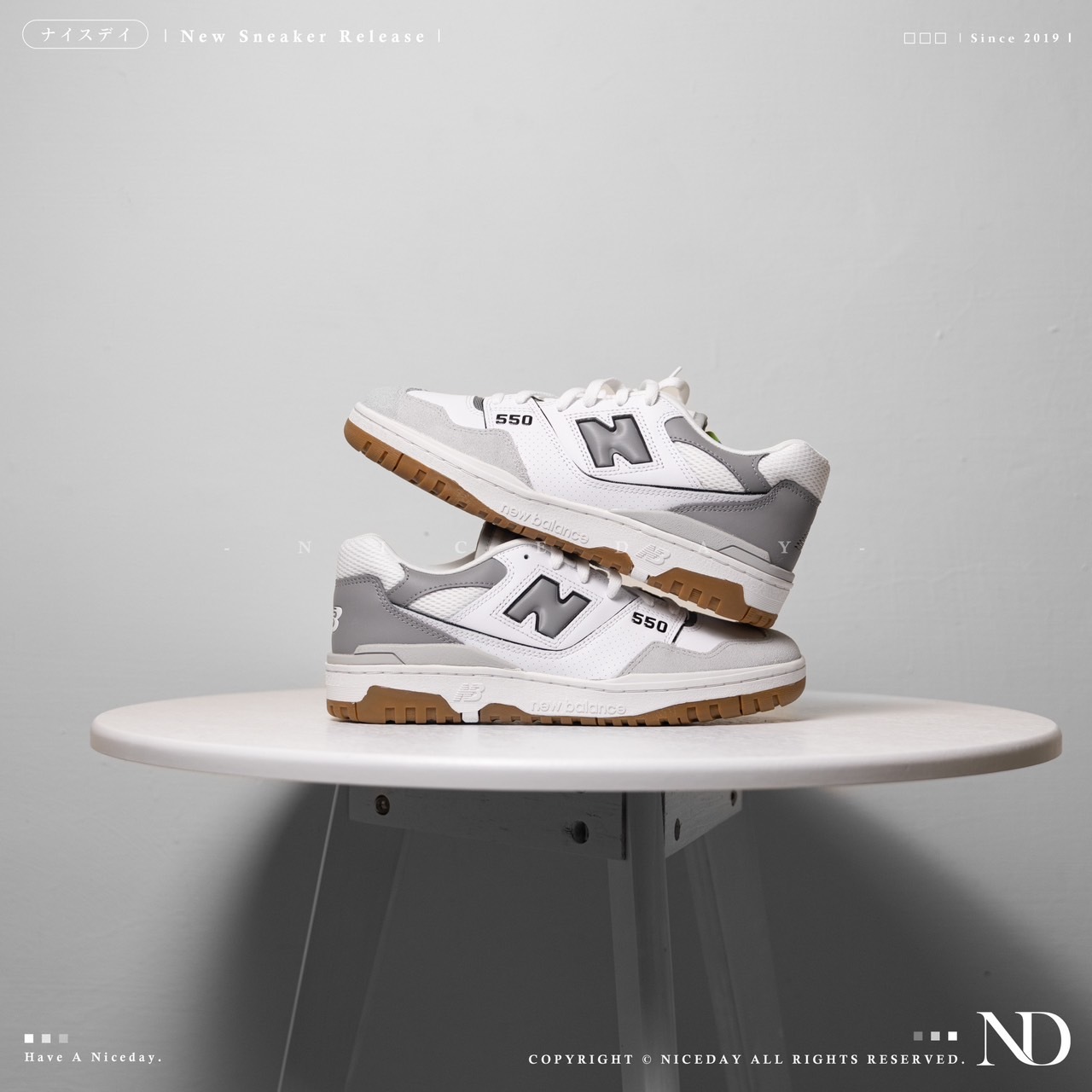 NICEDAY 現貨 New Balance 白灰 男女尺寸 復古鞋 BB550ESC