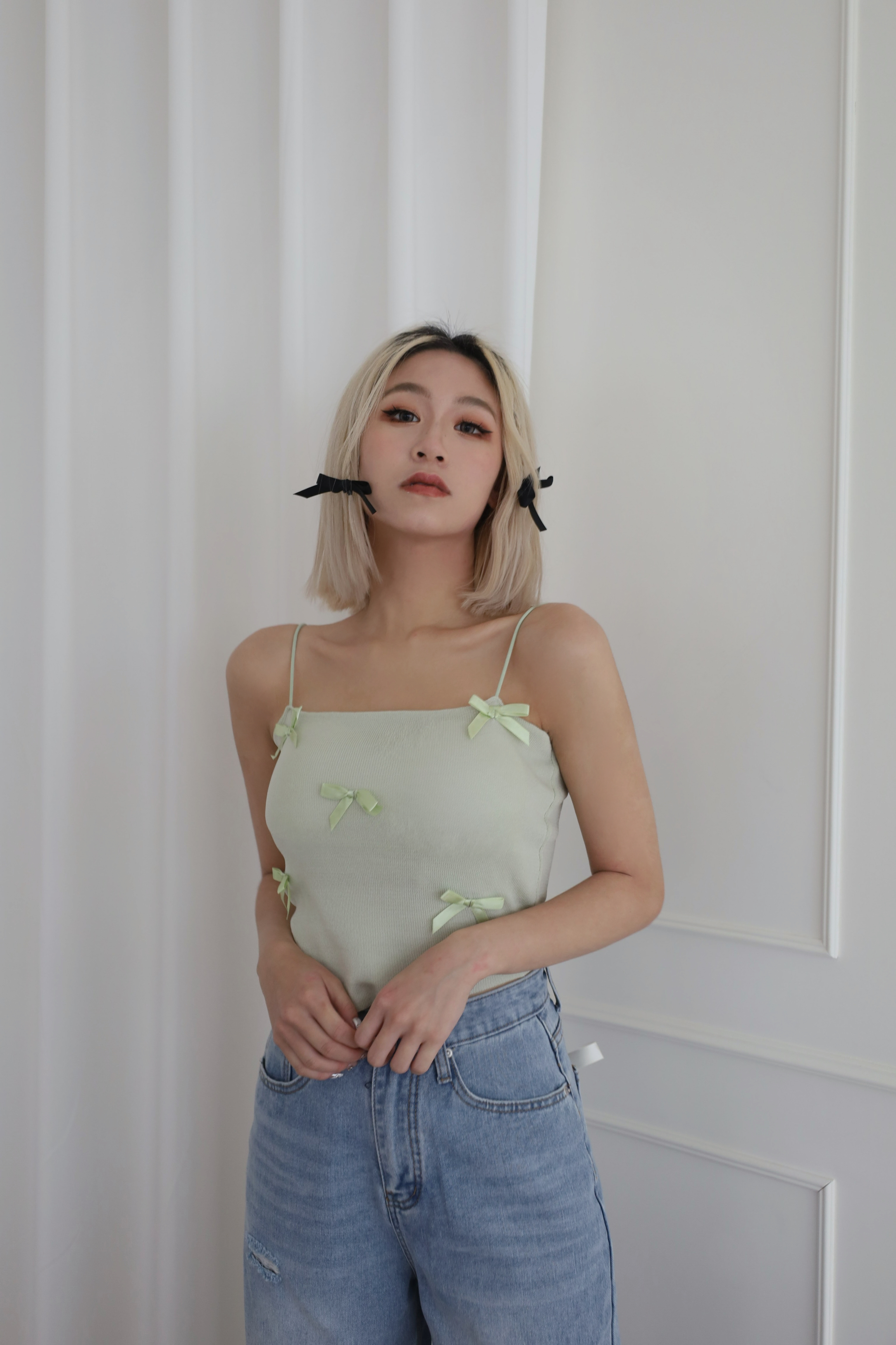 薄針織蝴蝶結小背心