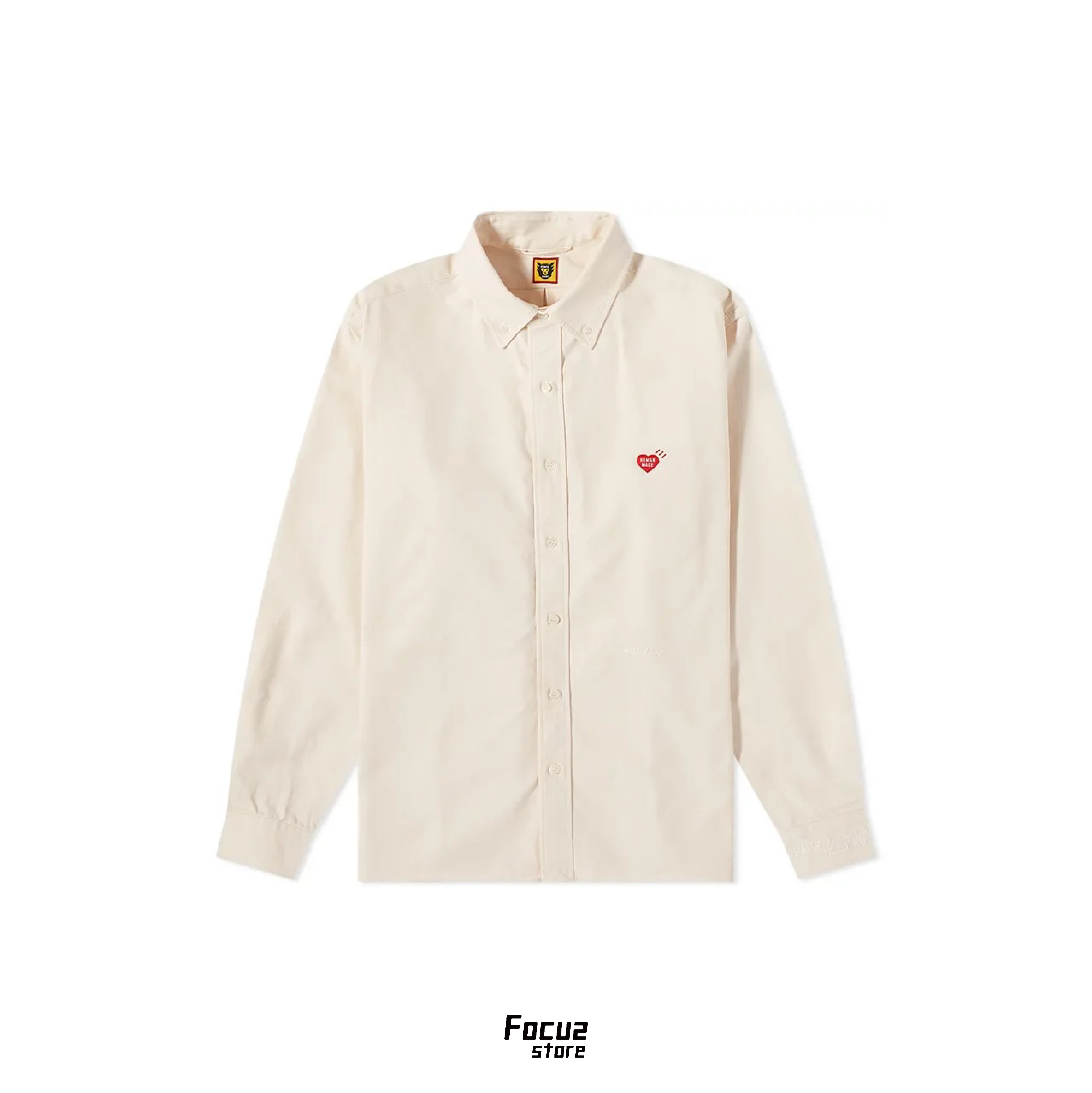 Human Made Heart Chino Button Down Shirt White (HM23SH001)