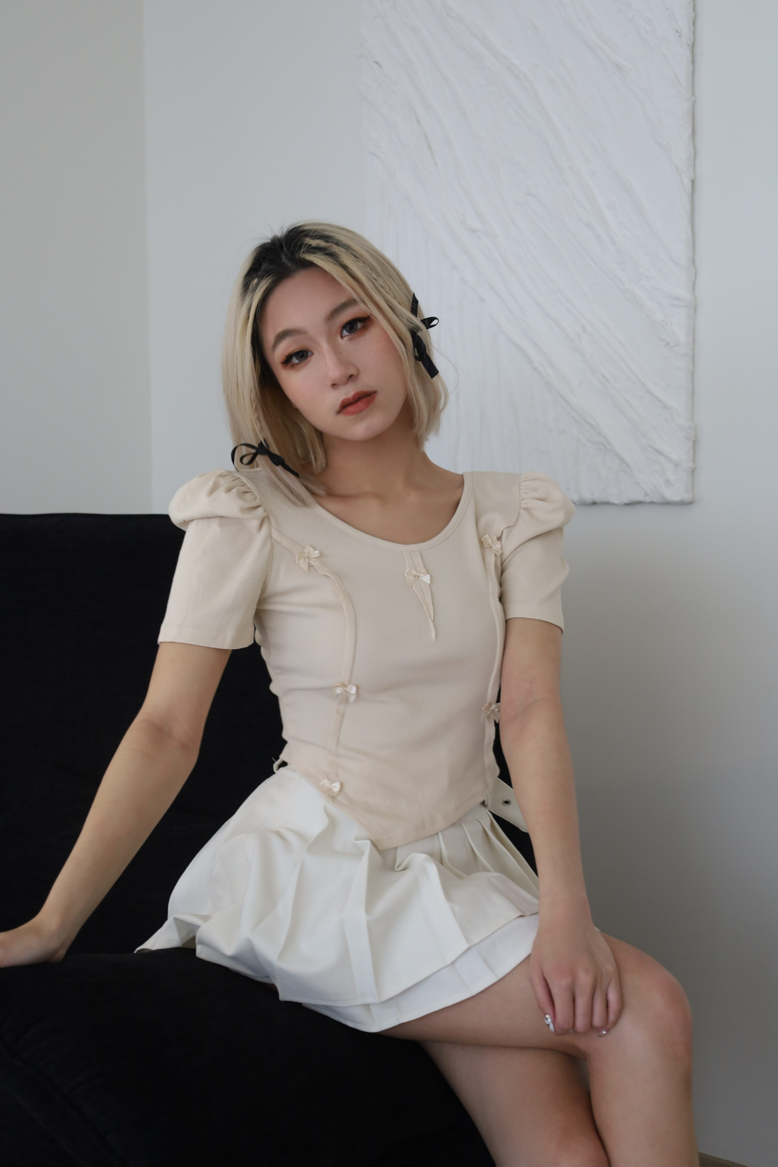 蝴蝶結公主袖上衣