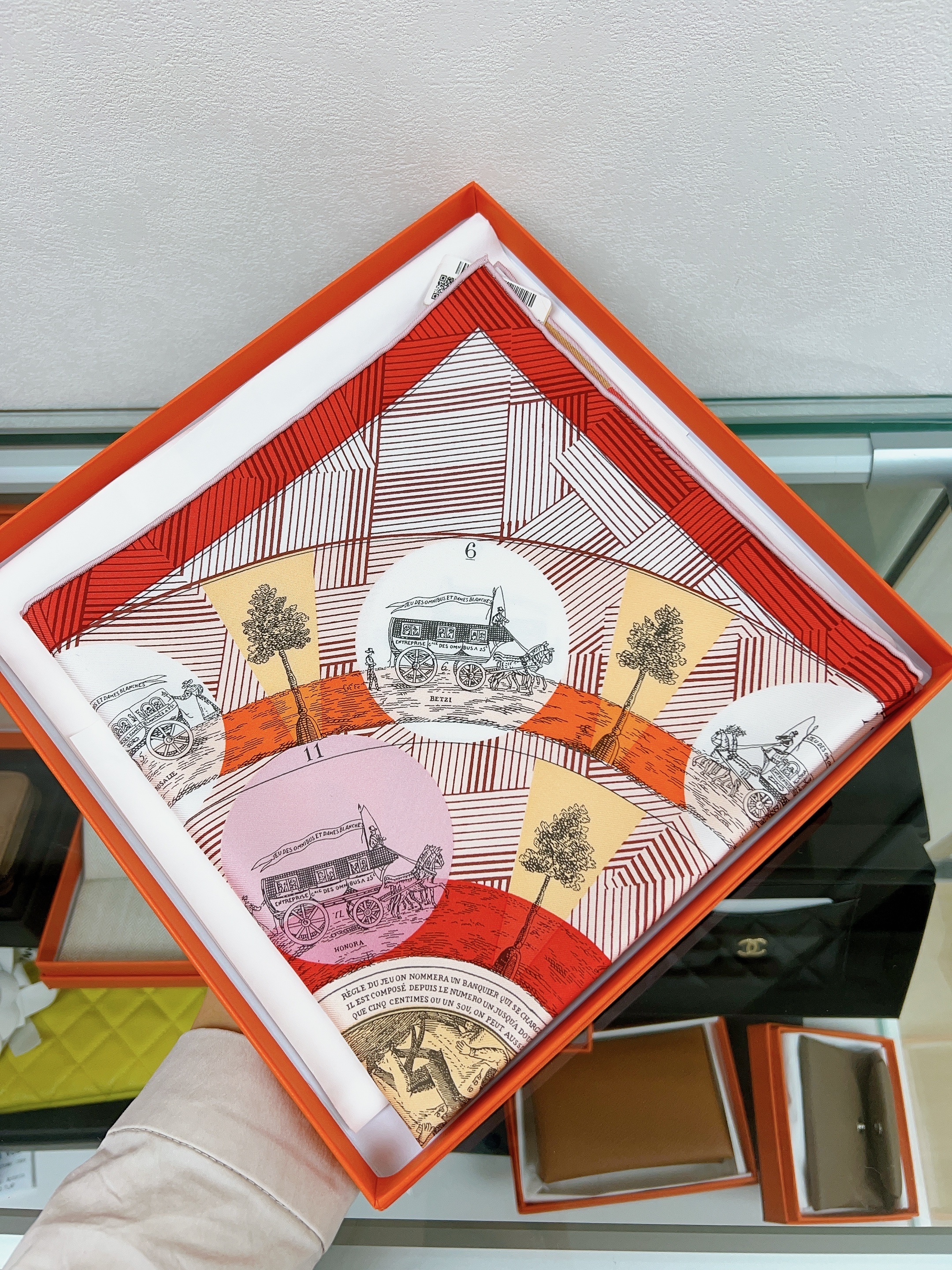 *Unused* Hermes scarf 40cm (Jeu de omnibus/pink)
