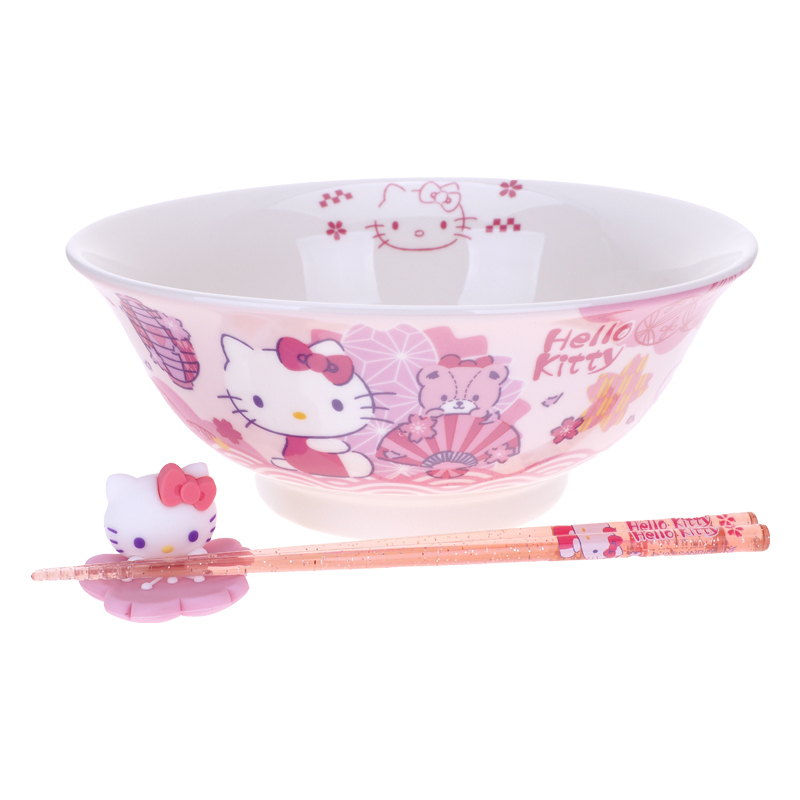 Hello Kitty 陶瓷碗筷套裝-附筷子架 9-8236-1