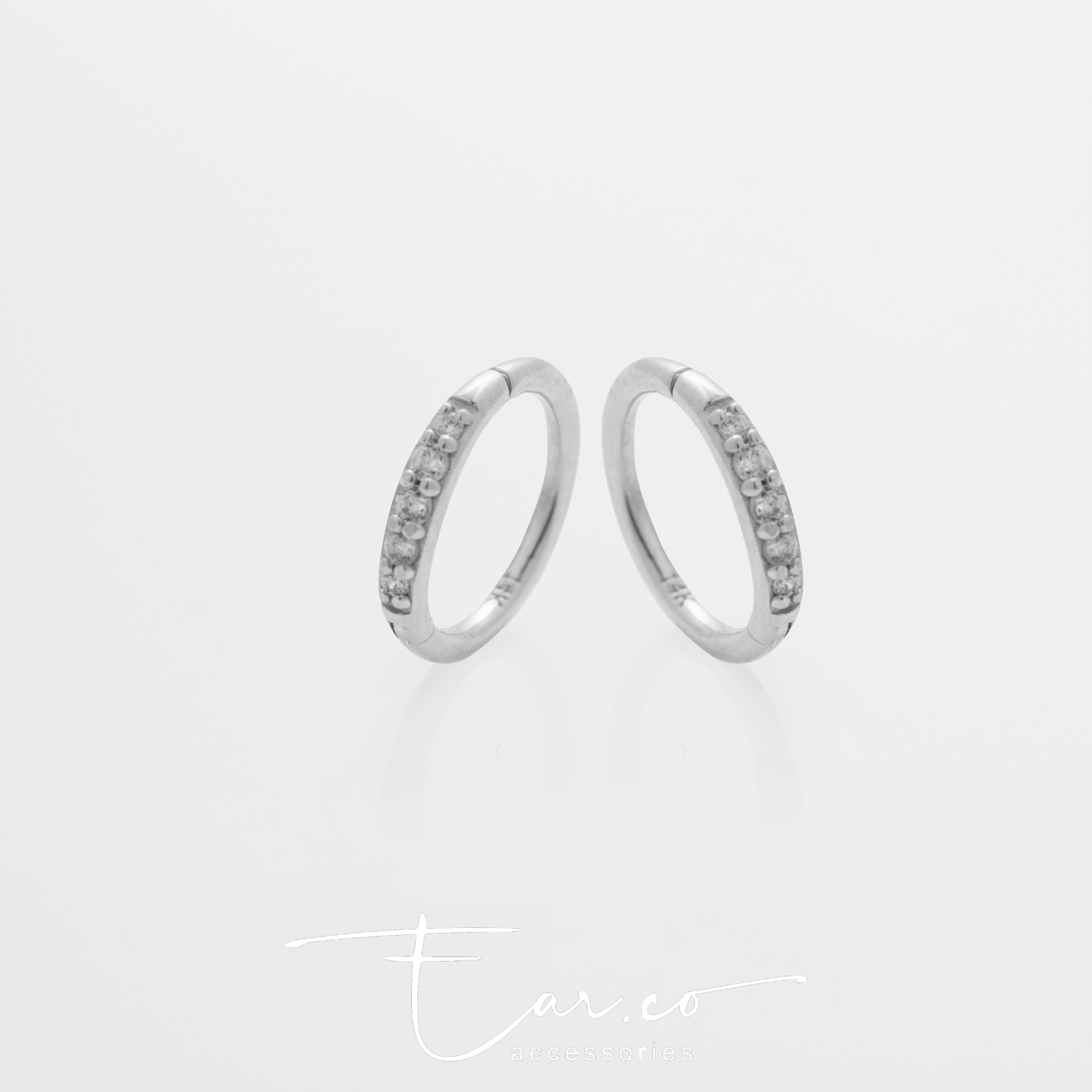 H17 Hoop (單隻) - 14K WHITE SOLID GOLD