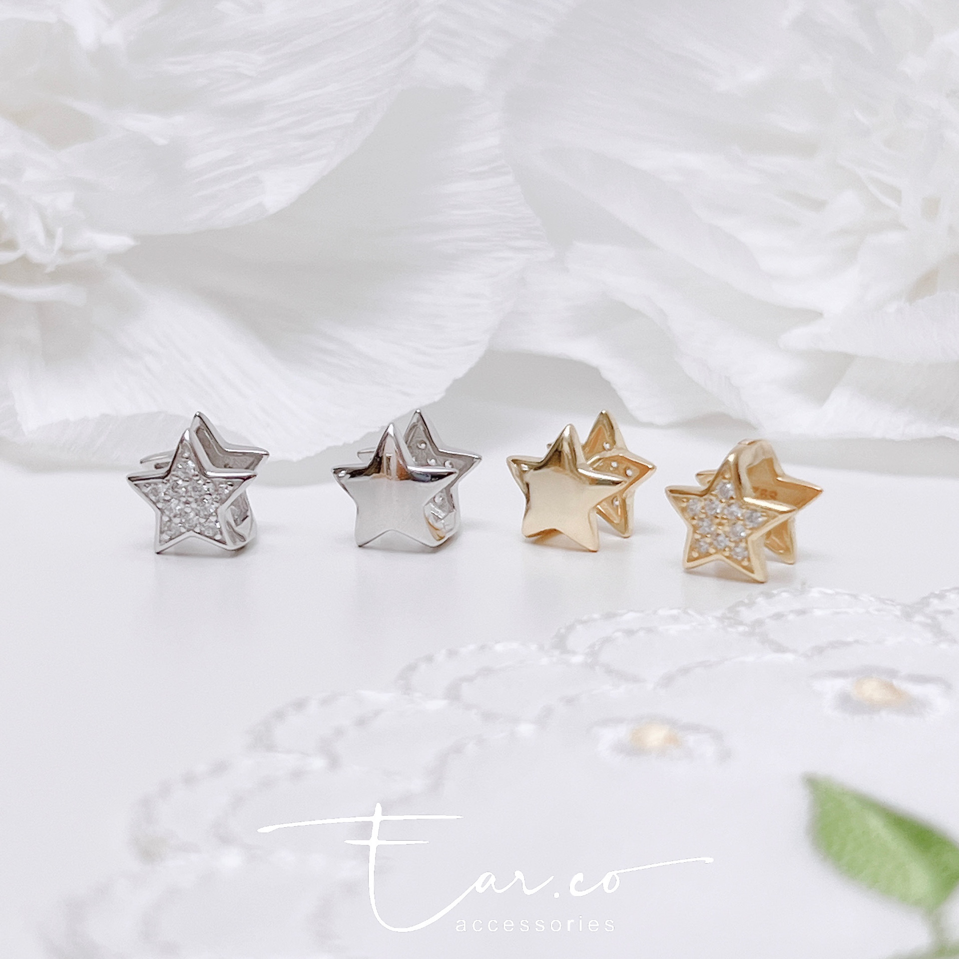 雙面胖星星純銀小耳圈 [睡覺不用脫! ] #A1049