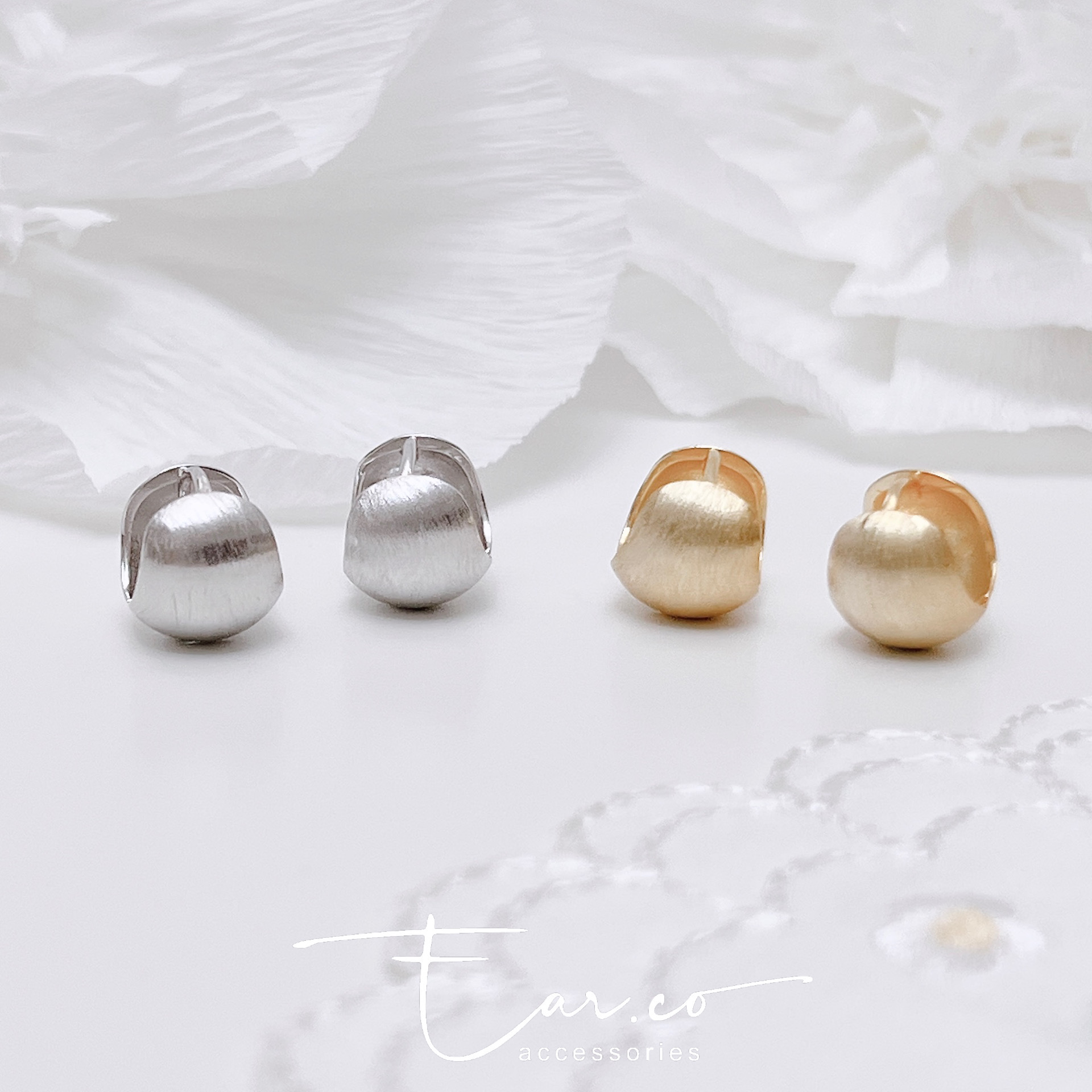 拉絲質感波波純銀小耳圈 [睡覺不用脫! ] #A1051