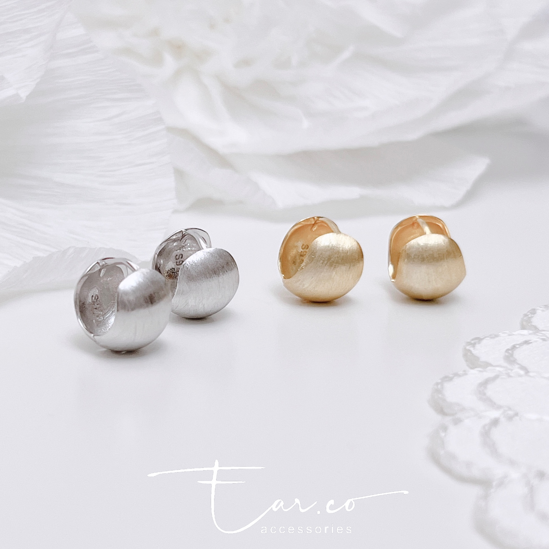 拉絲質感波波純銀小耳圈 [睡覺不用脫! ] #A1051