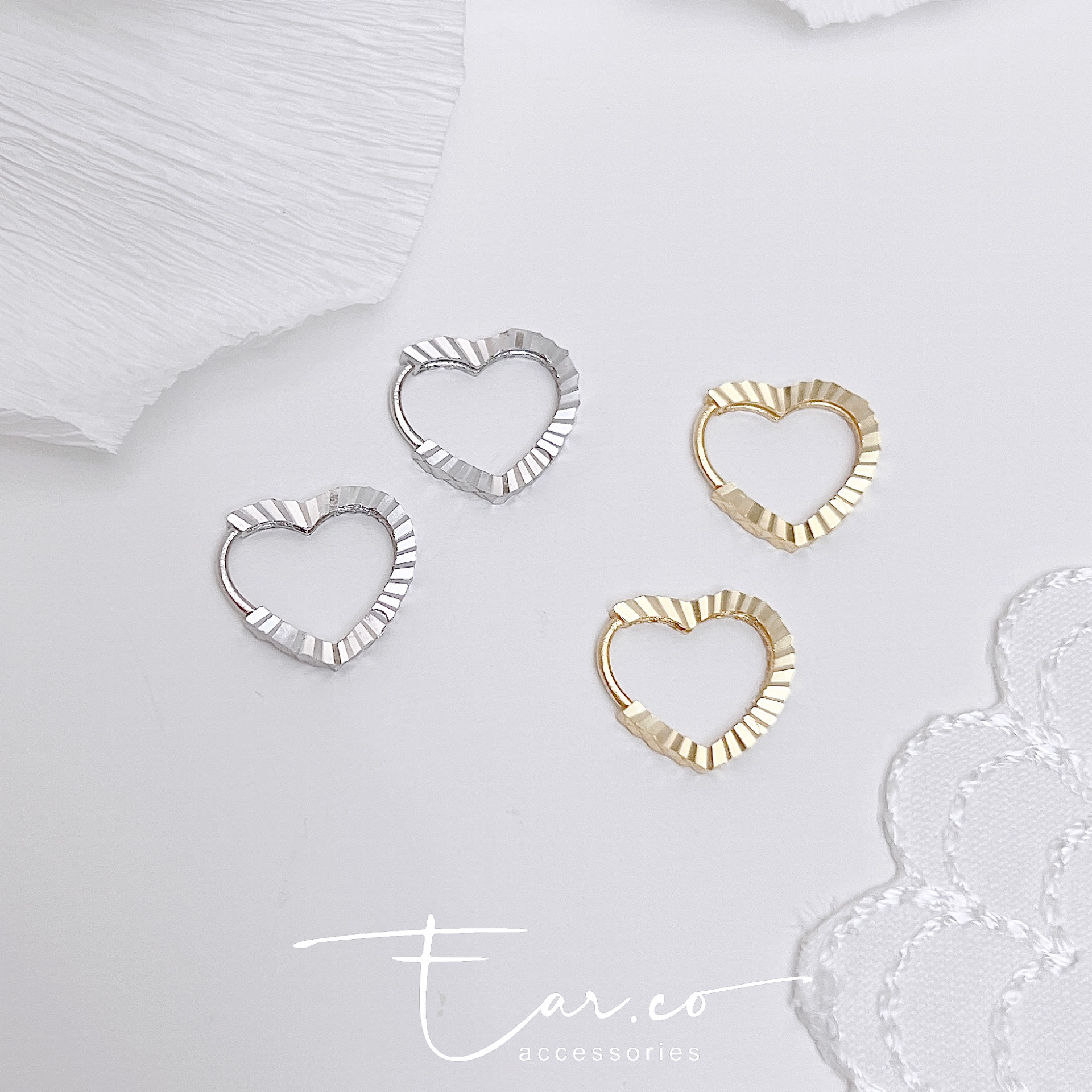 閃閃切割愛心純銀小耳圈 [睡覺不用脫! ] #A1052