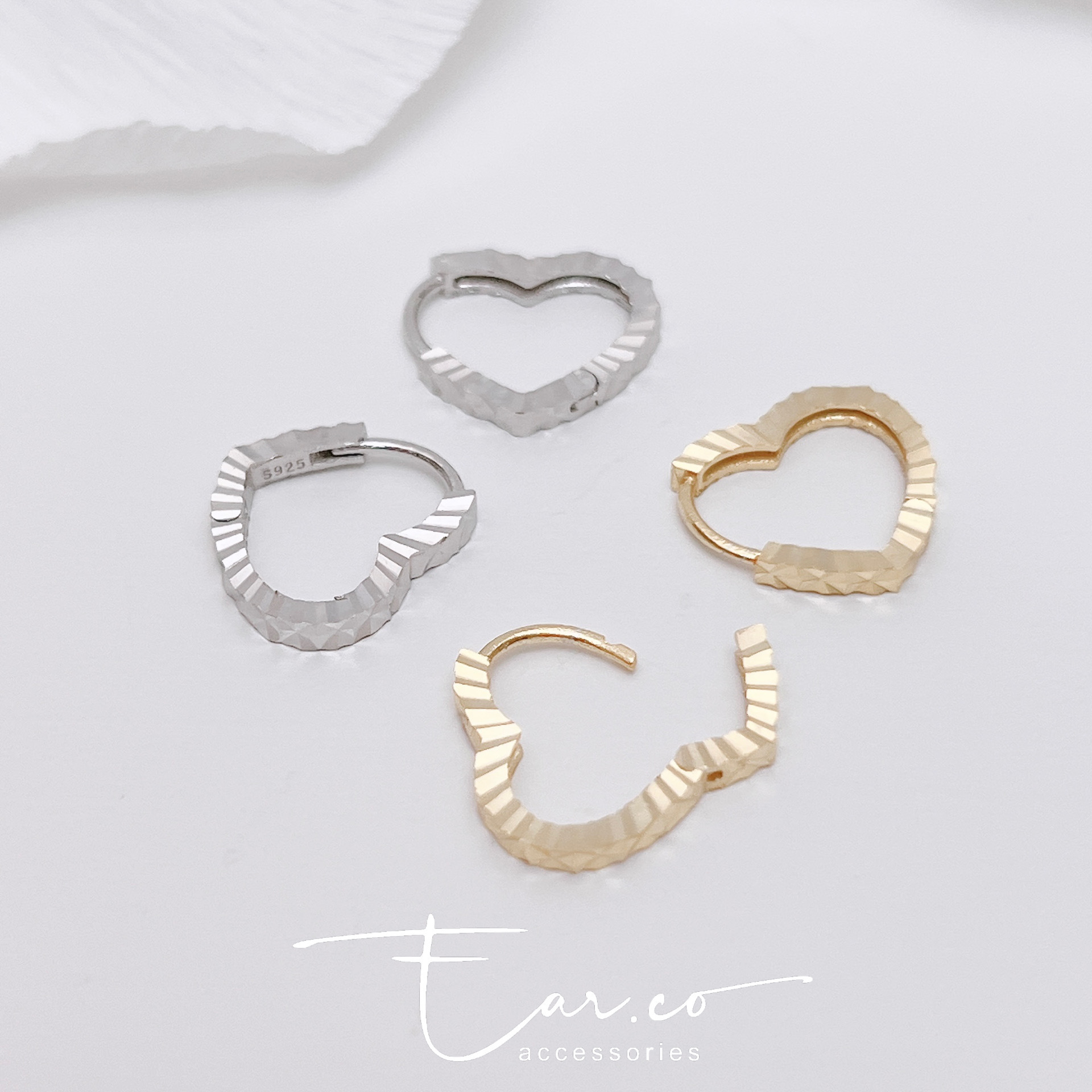 閃閃切割愛心純銀小耳圈 [睡覺不用脫! ] #A1052