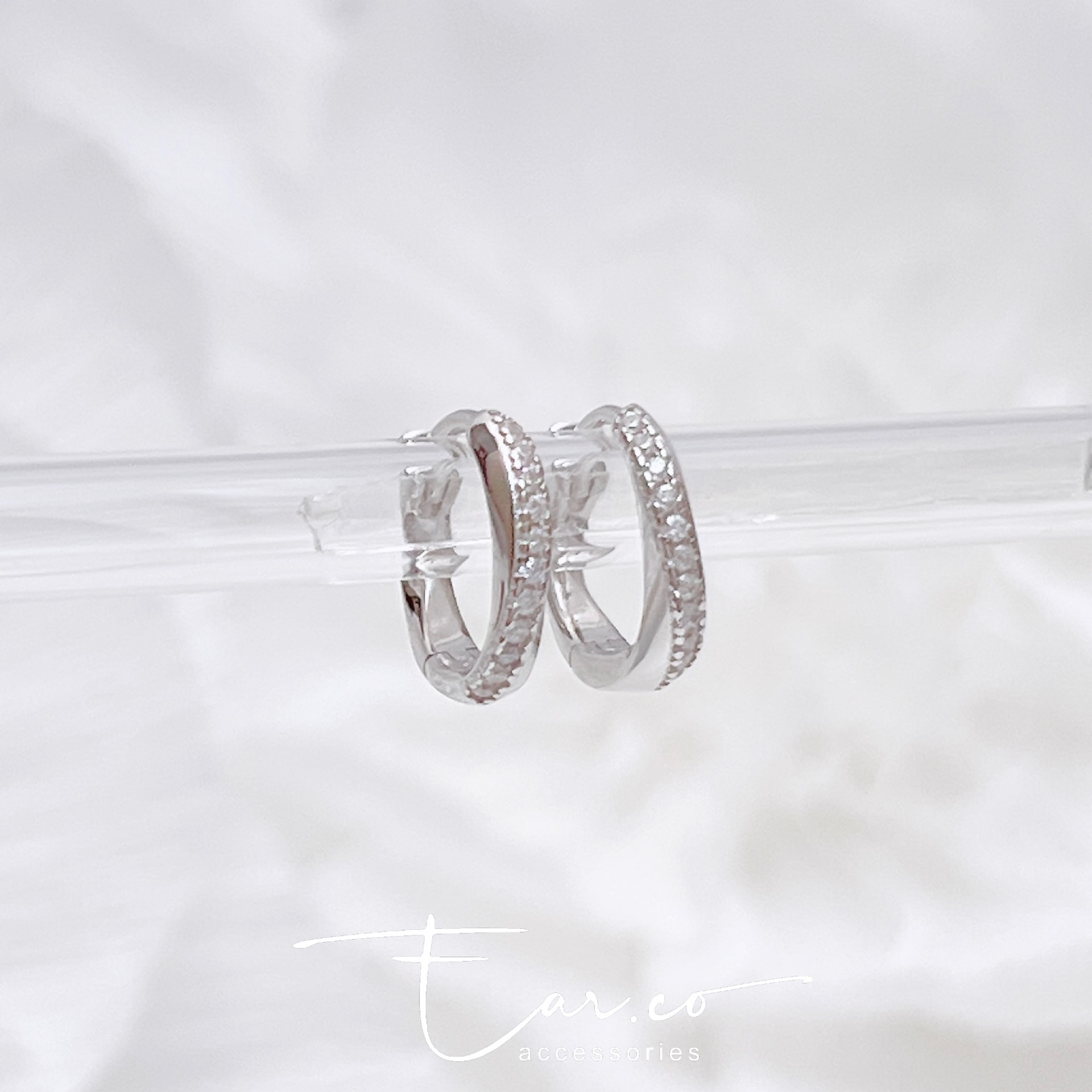 幾何扭扭閃石純銀小耳圈 [睡覺不用脫! ] #A1056