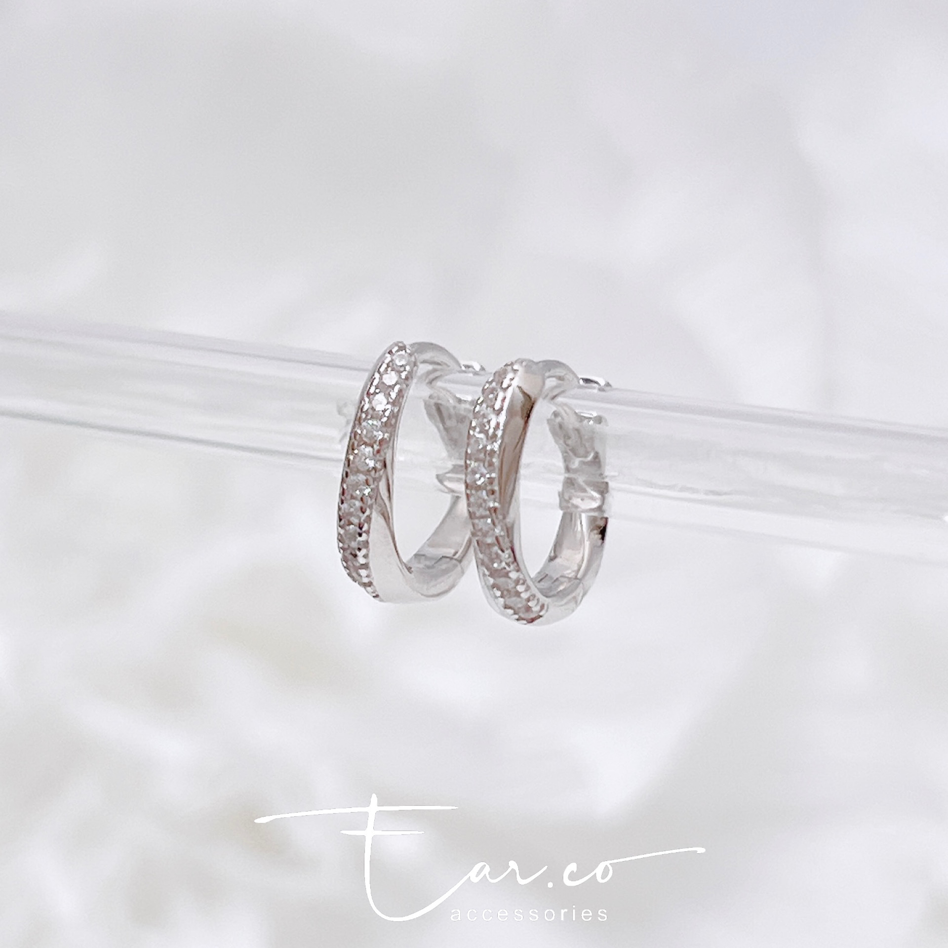 幾何扭扭閃石純銀小耳圈 [睡覺不用脫! ] #A1056