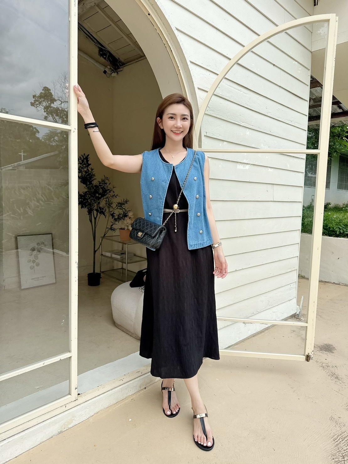 ［預購］🔥05.08春夏新品］💥必收小香］🇰🇷正韓自訂款超美銀釦薄款牛仔小香背心