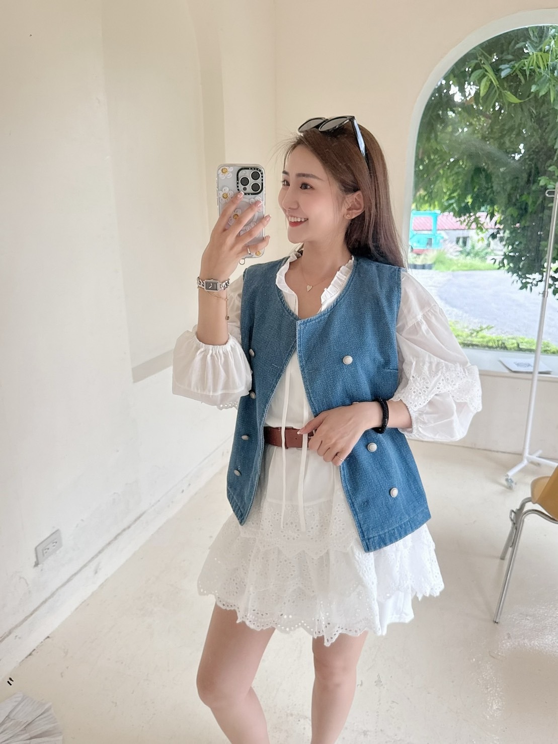 ［預購］🔥05.08春夏新品］💥必收小香］🇰🇷正韓自訂款超美銀釦薄款牛仔小香背心