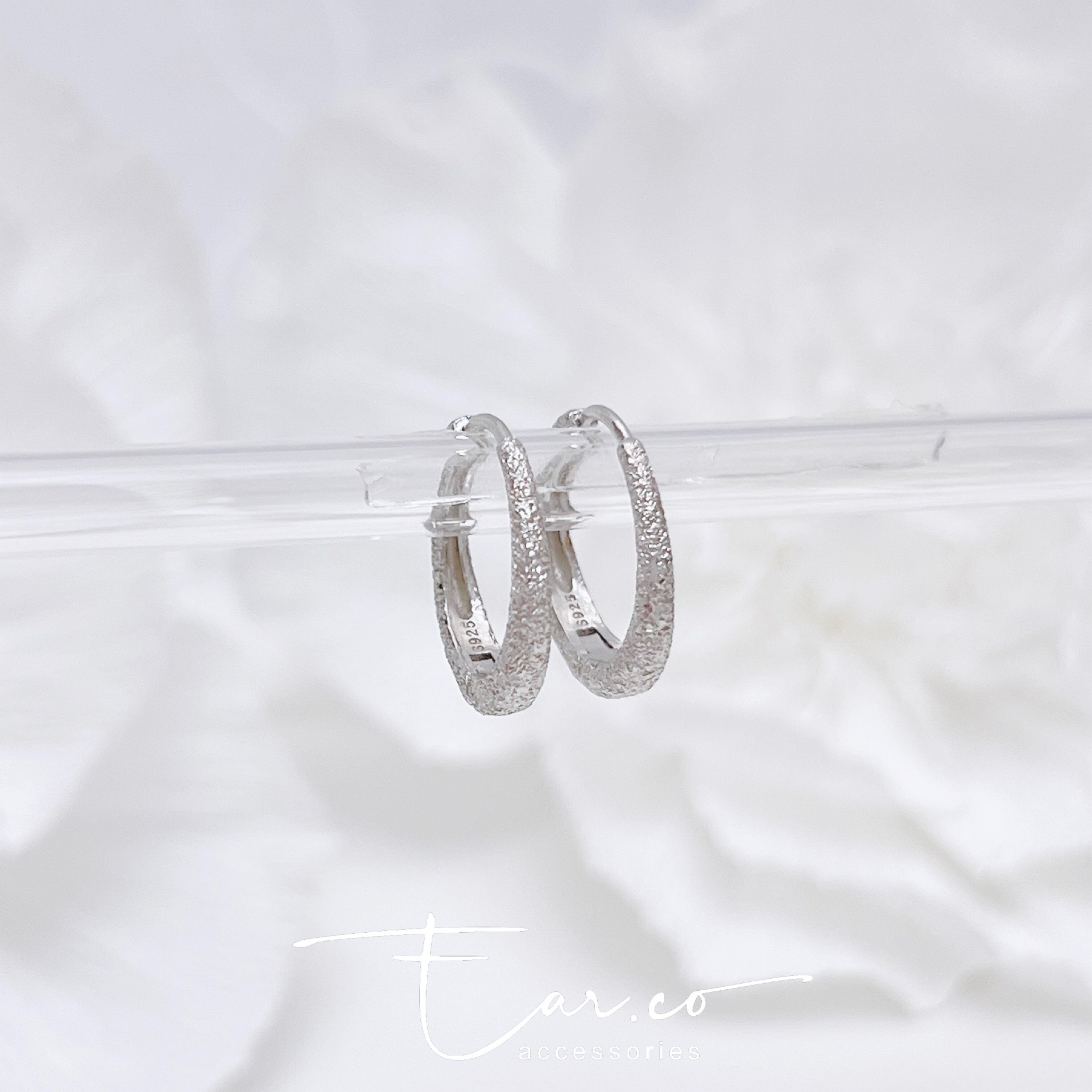 閃閃磨砂質感純銀小耳圈 [睡覺不用脫! ] #A1061