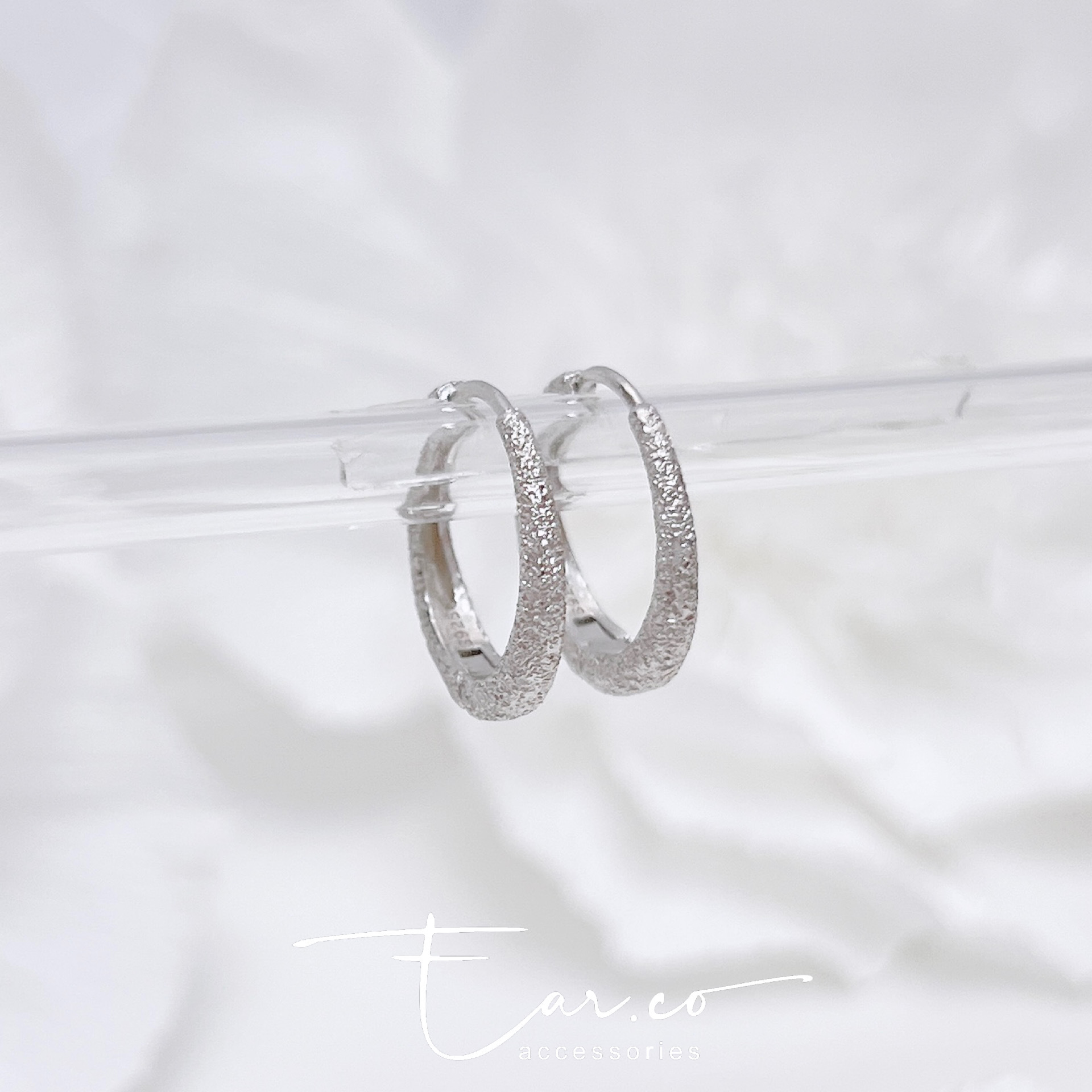 閃閃磨砂質感純銀小耳圈 [睡覺不用脫! ] #A1061