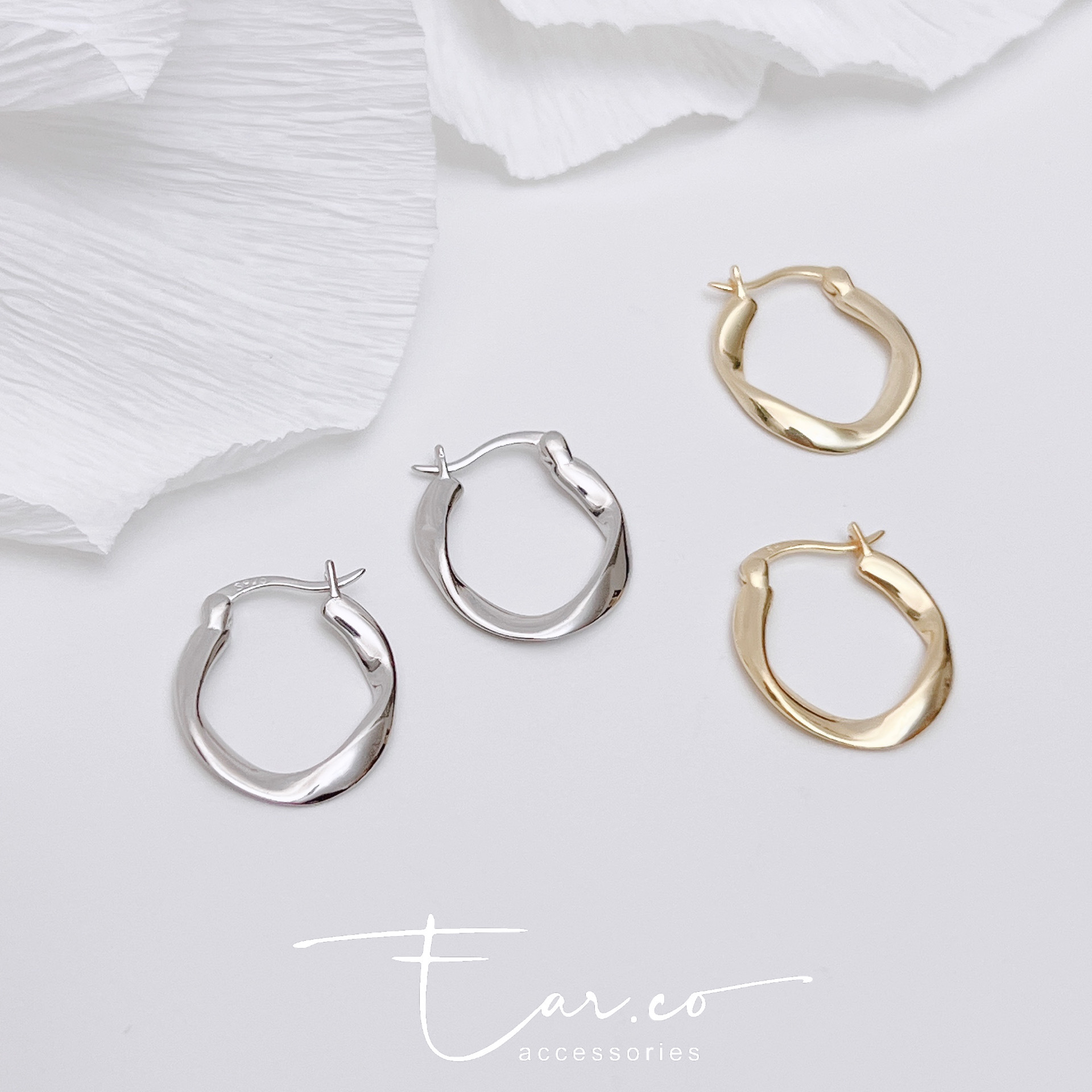 波浪扭扭純銀耳圈 [睡覺不用脫! ] #A1062