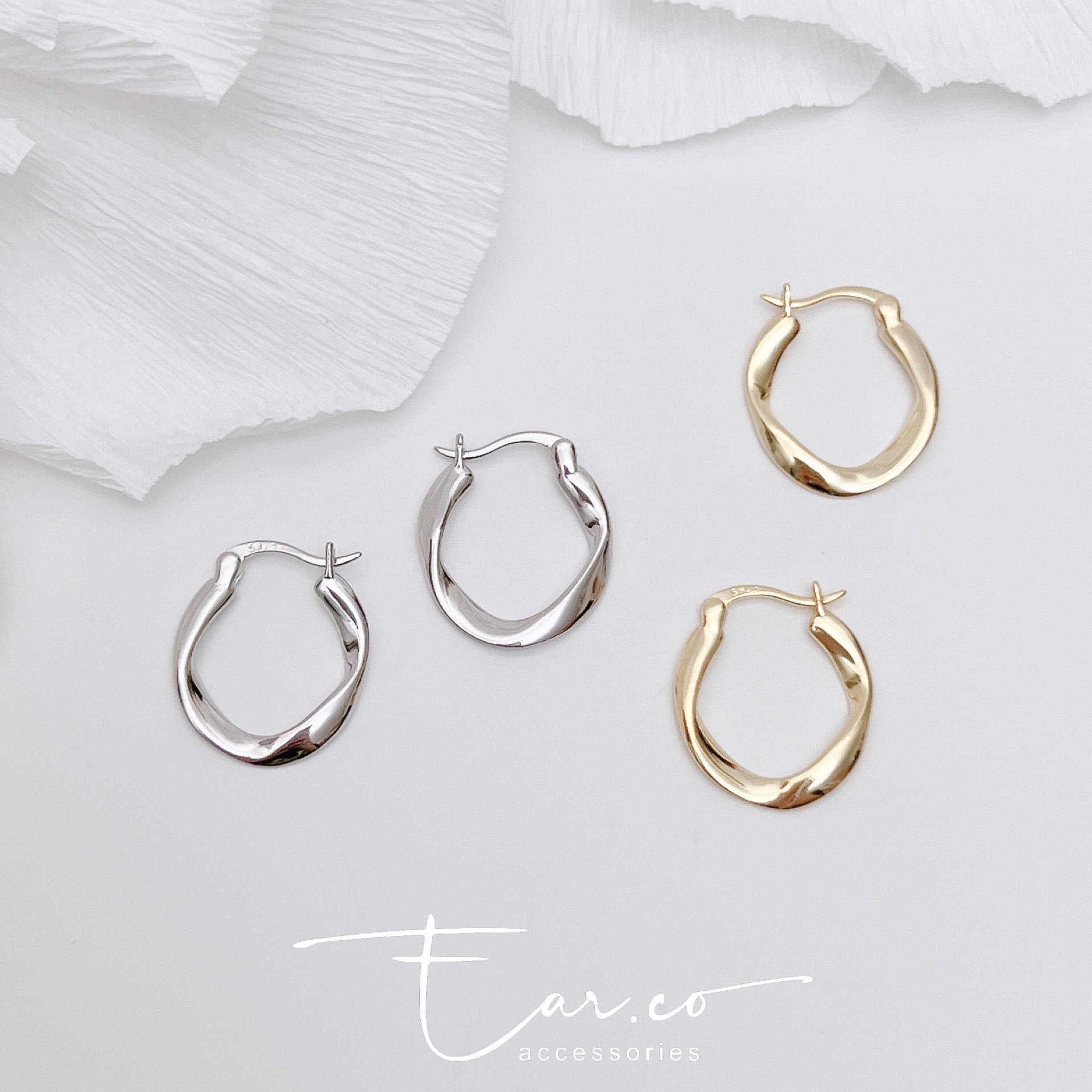 波浪扭扭純銀耳圈 [睡覺不用脫! ] #A1062