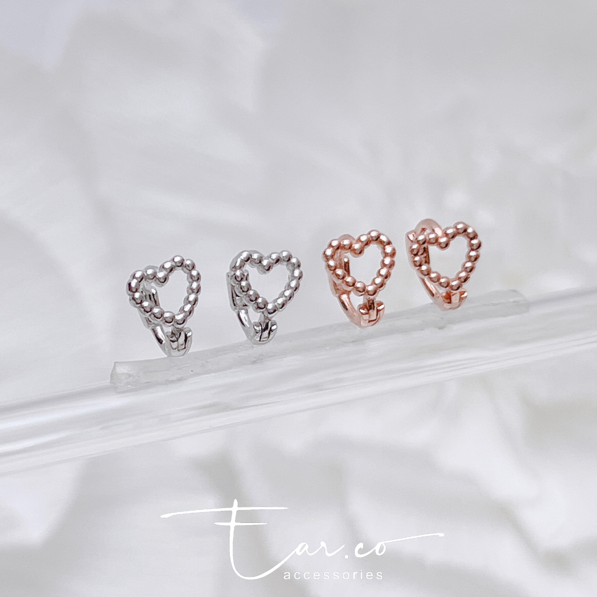 波波迷你愛心純銀小耳圈 [睡覺不用脫! ] #A1063