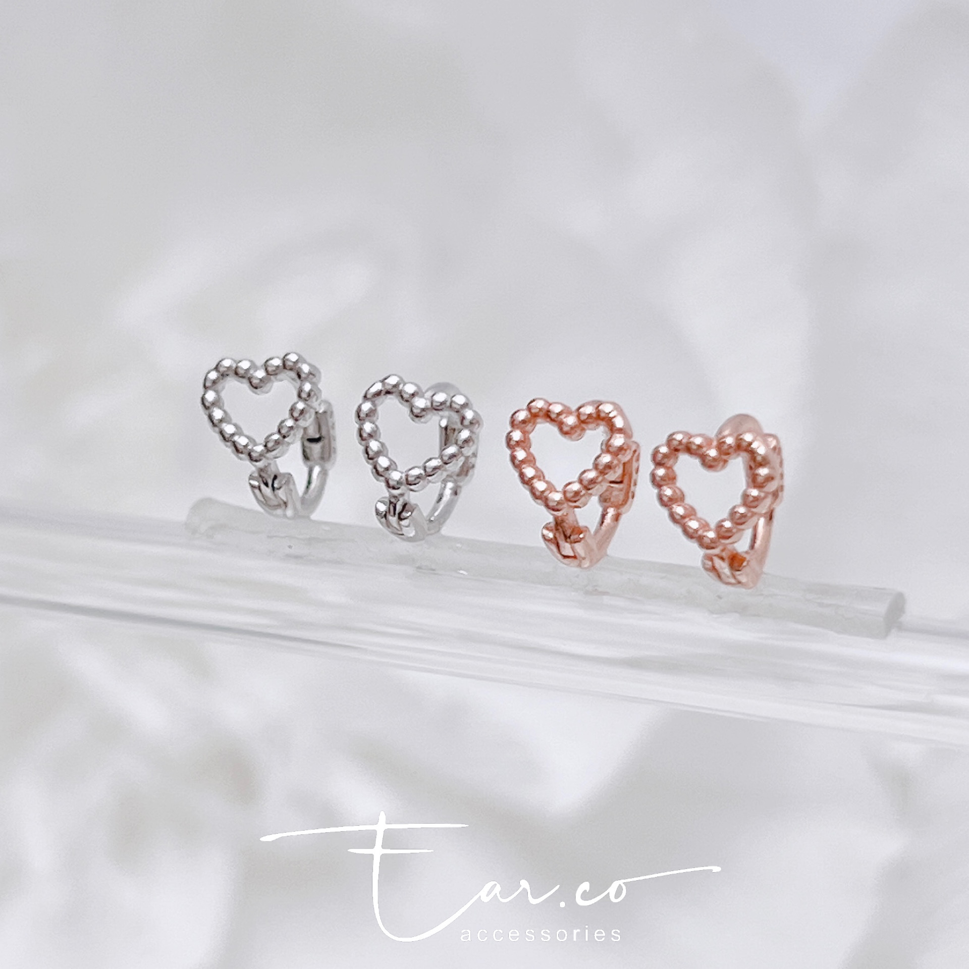 波波迷你愛心純銀小耳圈 [睡覺不用脫! ] #A1063